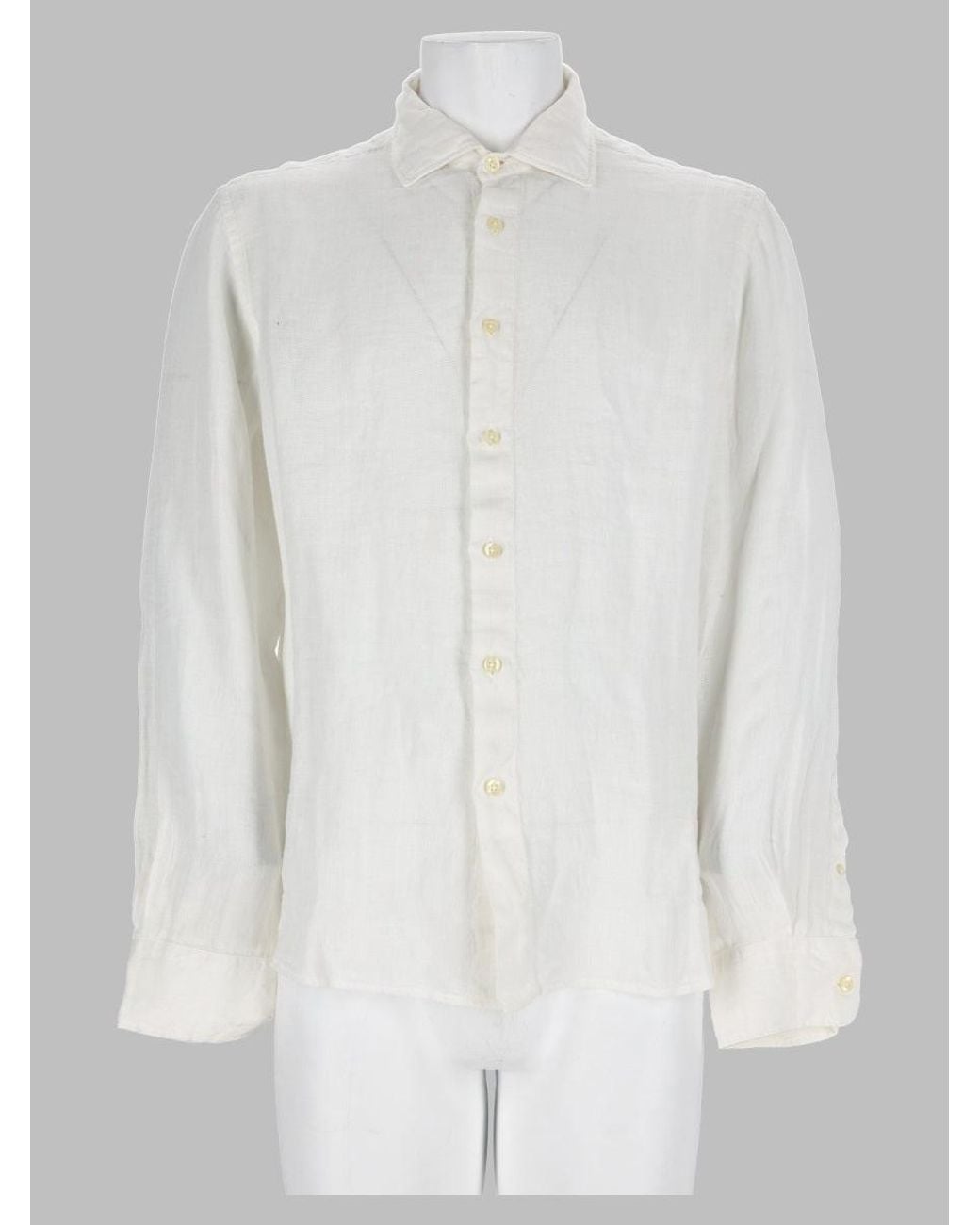120% Lino White 100% Linen Shirt for men