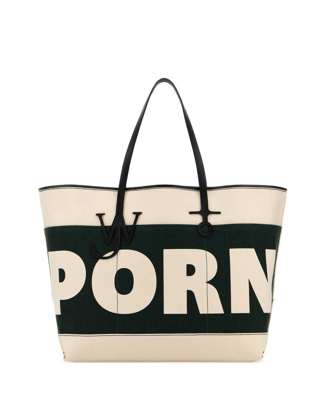 J.W. Anderson Black Jw Anderson Ivory Canvas Anchor Xl Shopping Bag
