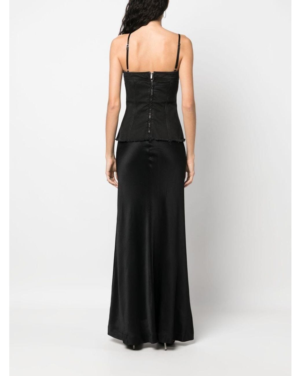 Blumarine Black Abito Raso Ins.Denim Clothing