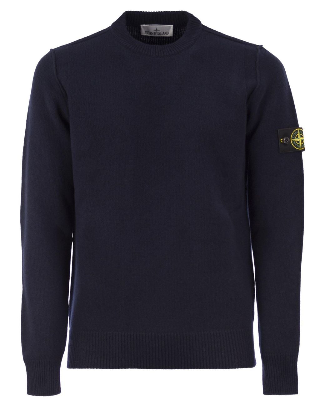 Stone Island Blue Crew-Neck Jumper With Reverse Stitch Details for men