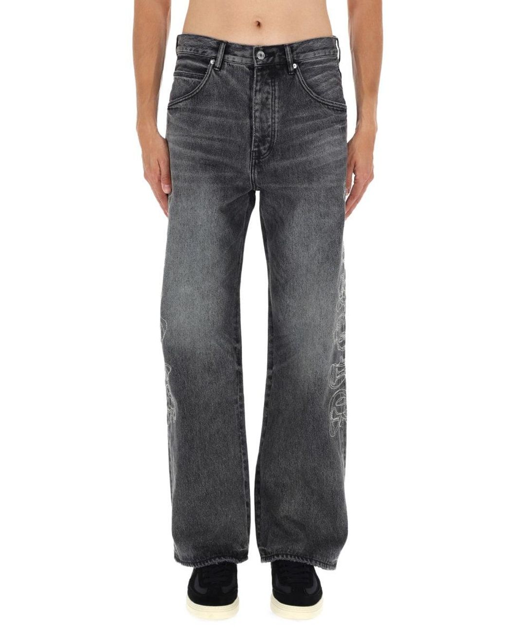 Purple Brand Gray Pants "Traced Gothic Wordmark" for men