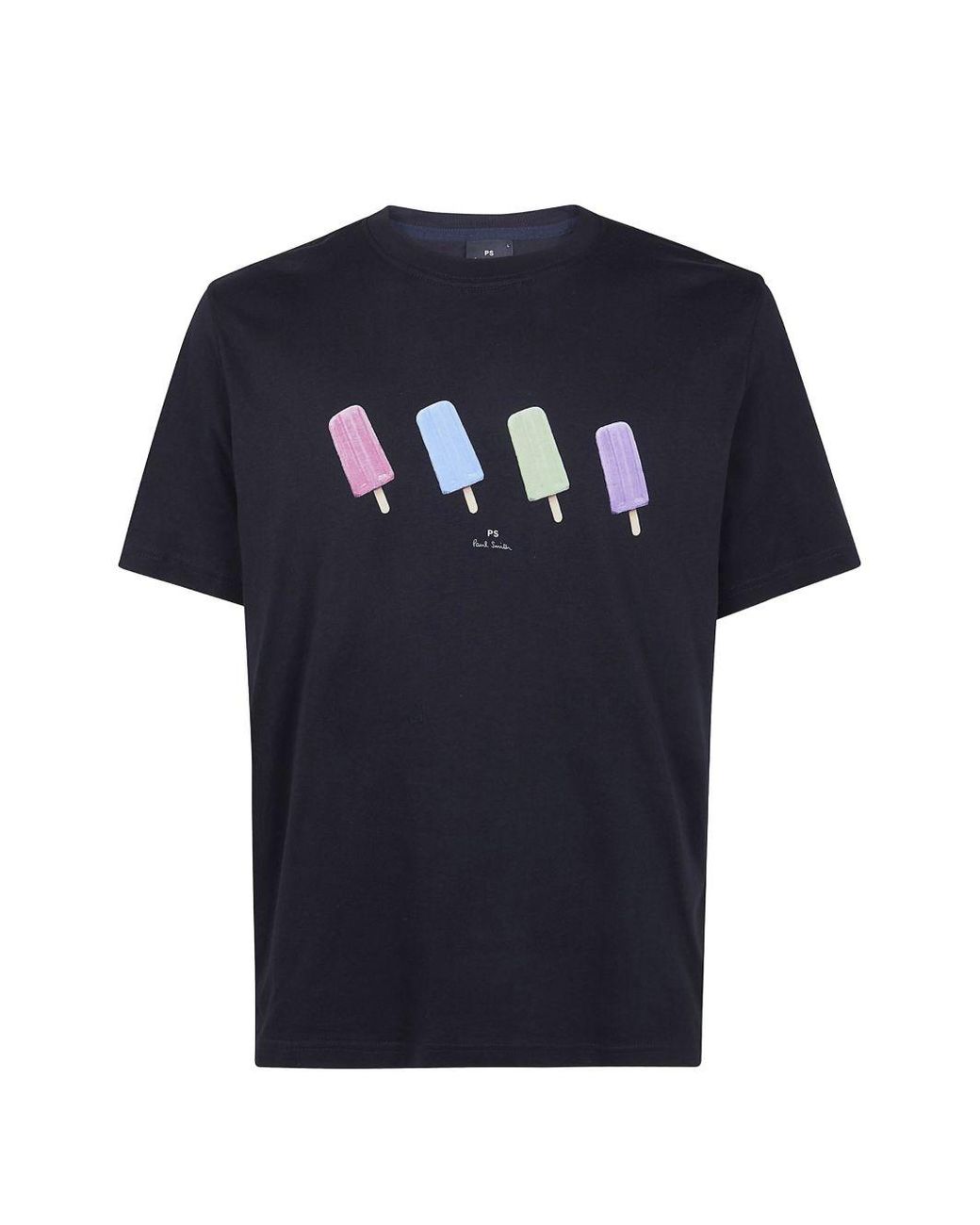 Paul Smith Blue Printed Cotton T Shirt