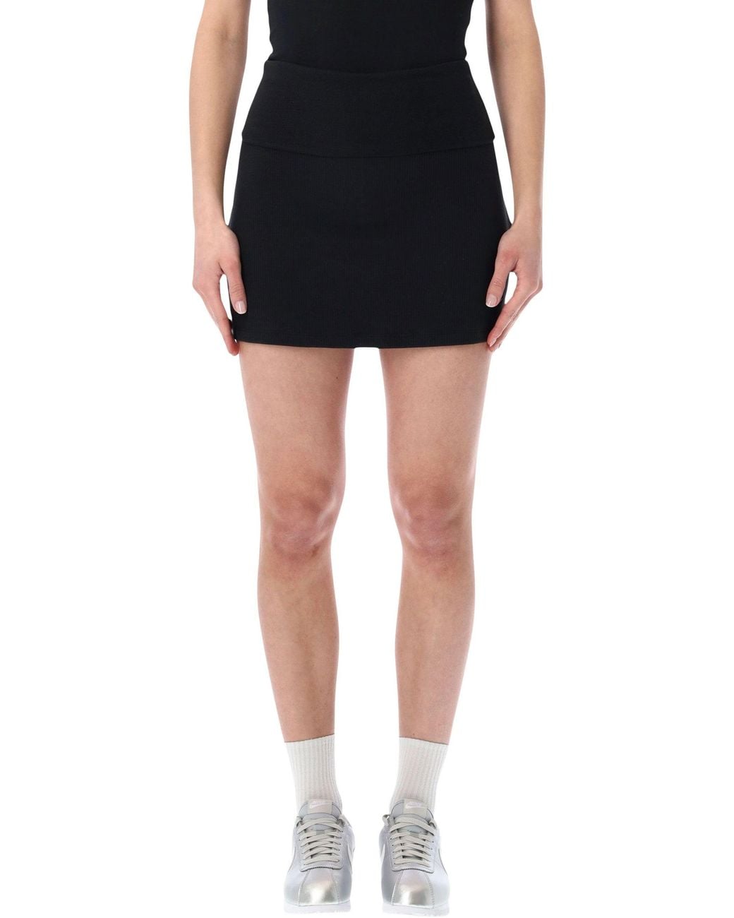 Nike Black Ribbed Fitted Mid-Rise Skort