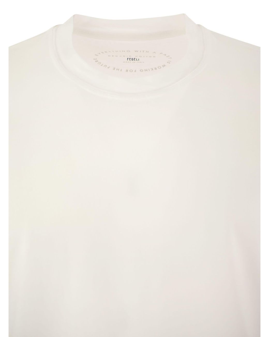 Fedeli White Short Sleeved Cotton T Shirt for men