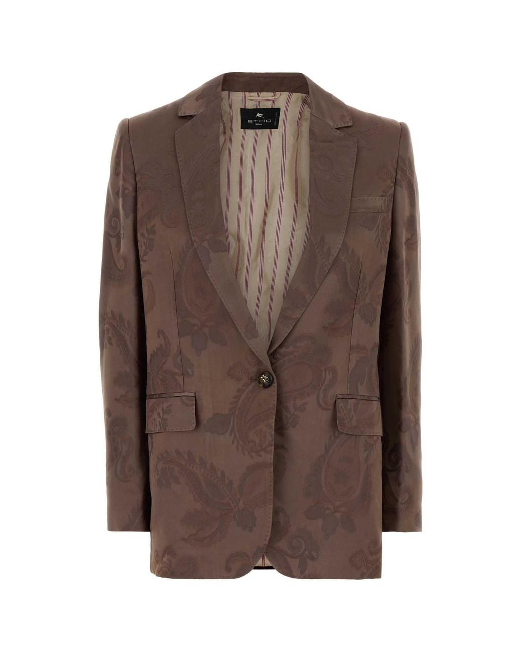 Etro Brown Embroidered Jacquard Blazer