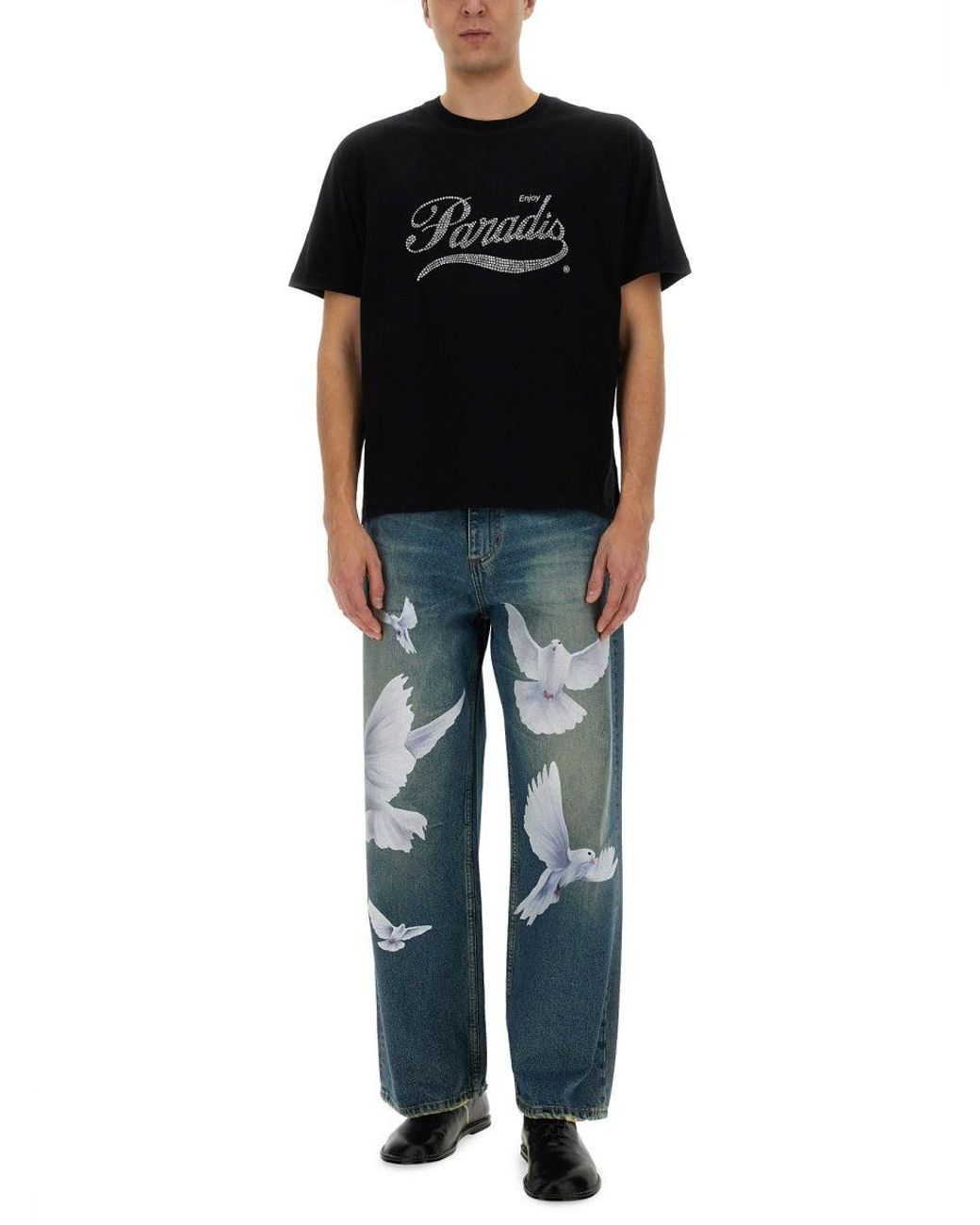 3.PARADIS Black Crystal Logo T Shirt