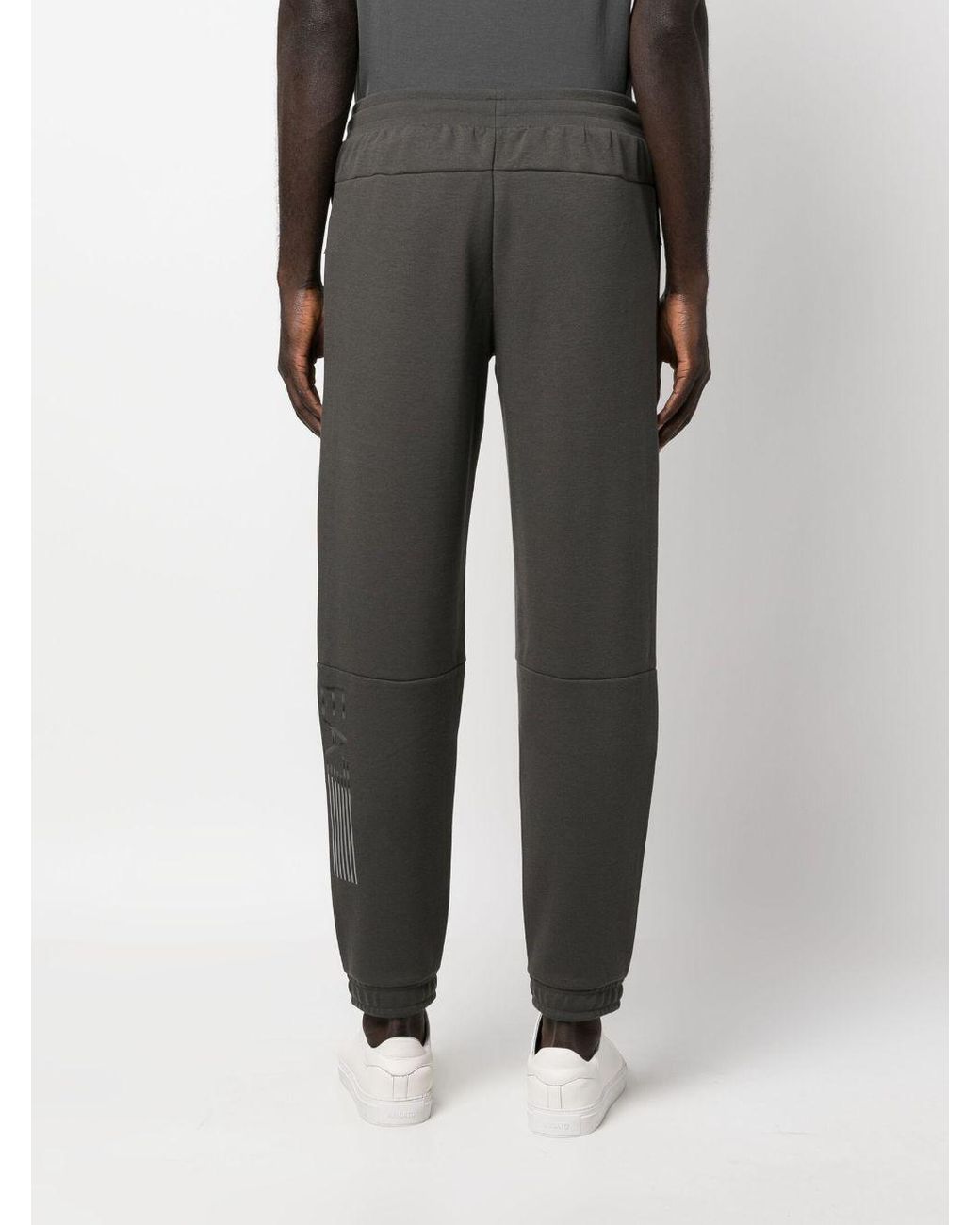 EA7 Gray Logo-print Drawstring Pants for men