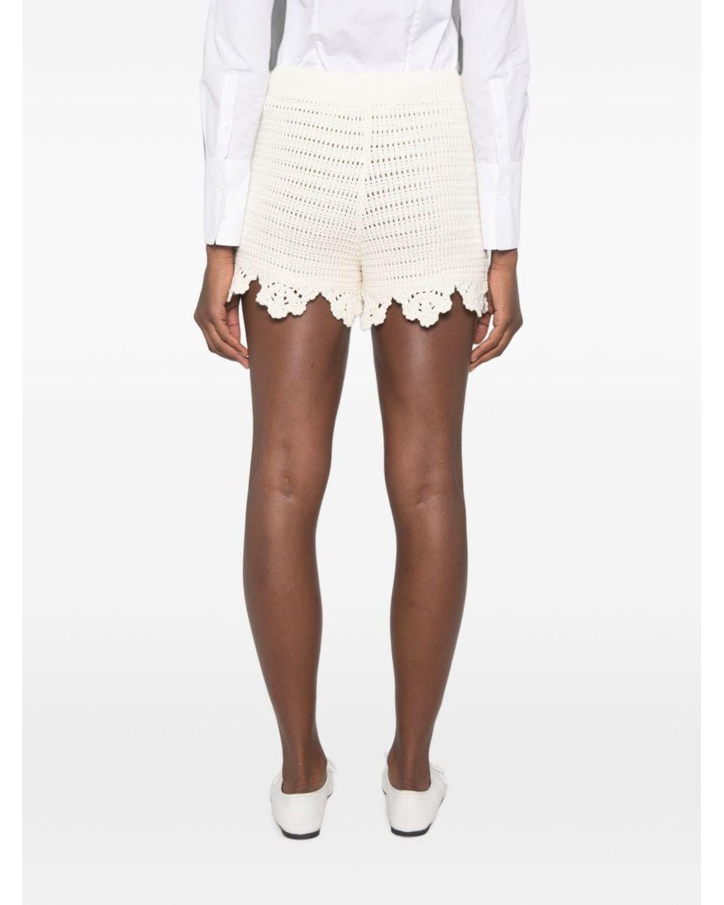Chloé Natural Chloé Cotton Knit Shorts