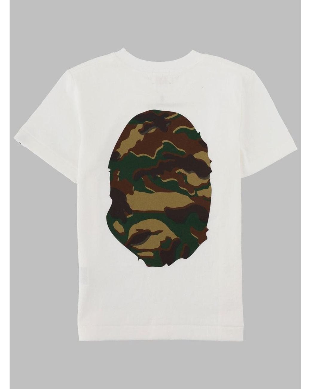 A Bathing Ape White T Shirt Con Logo "Big Ape" E Stampa Mimetica