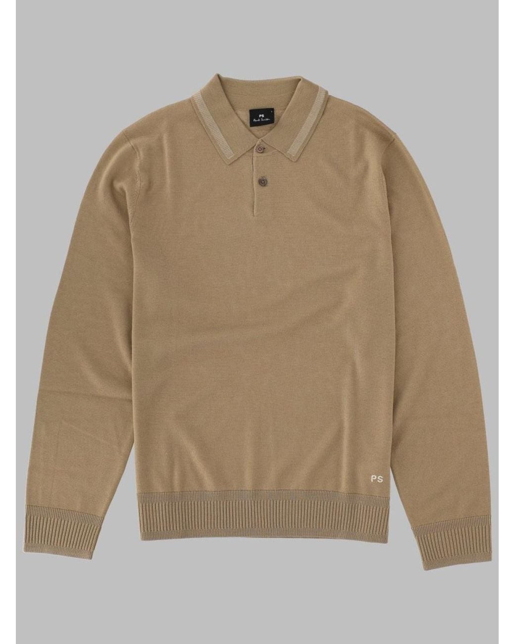 Paul Smith Natural Polo Shirt Merino Wool for men