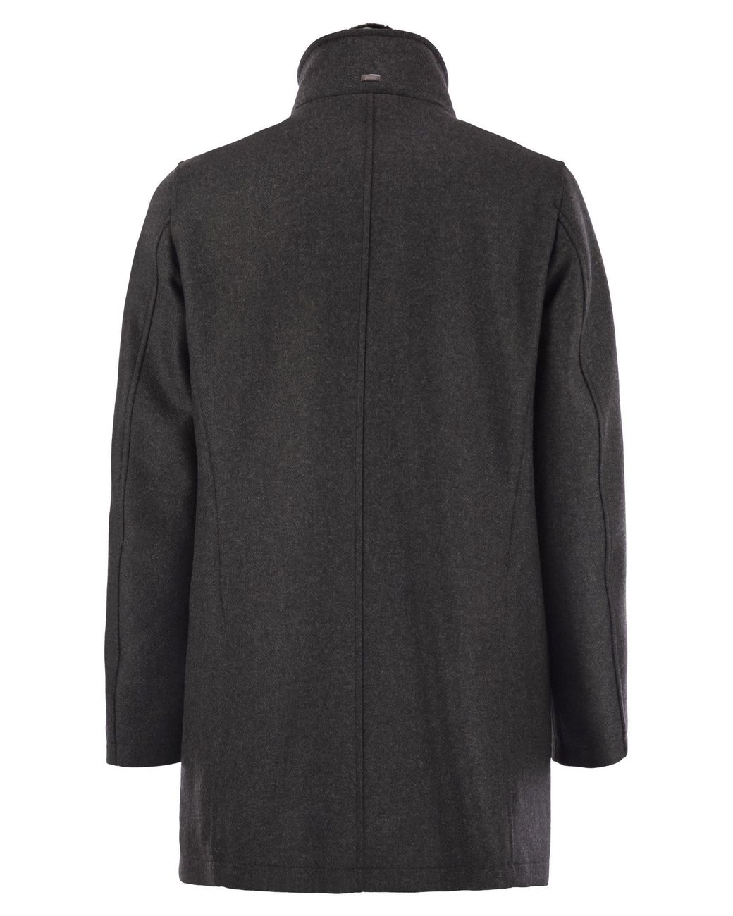 Herno Gray Wool Coat With Detachable Collar for men