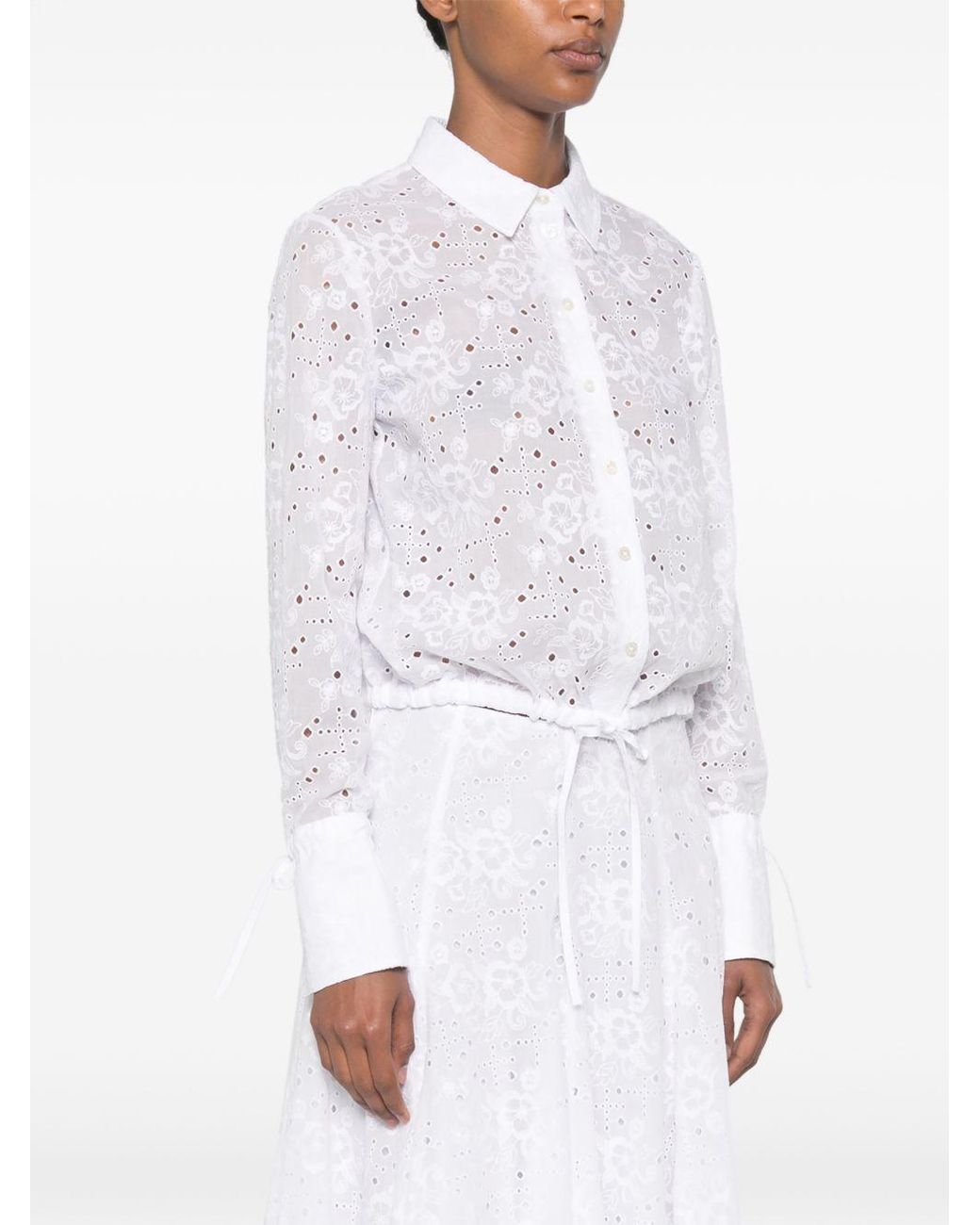 Tory Burch White Eyelet Cotton Blouse