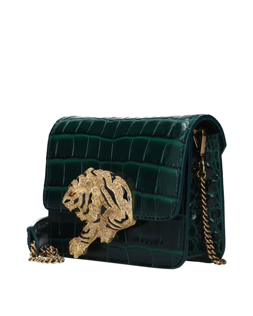 Roberto Cavalli Green Leather Clutch