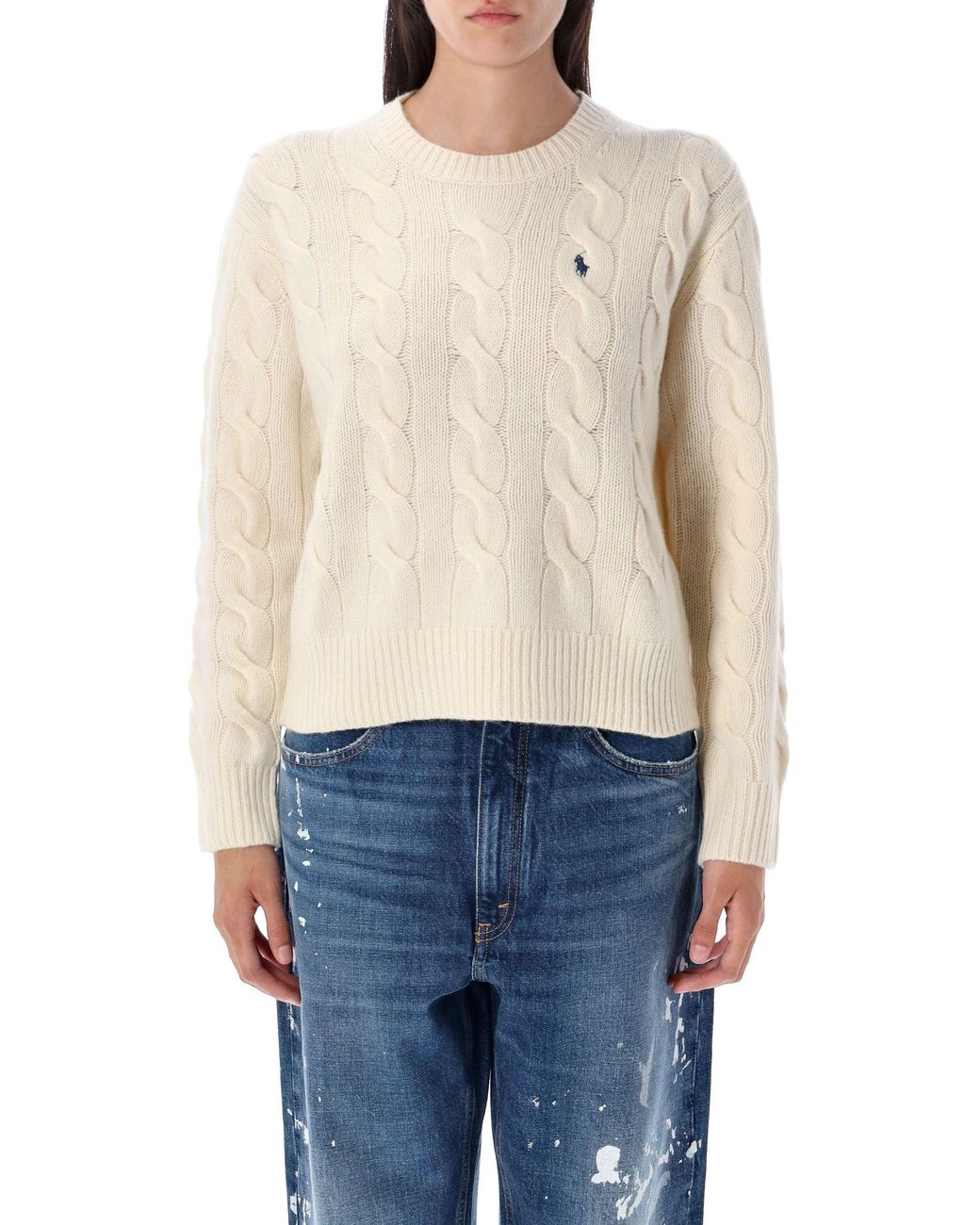 Polo Ralph Lauren Blue Wool And Cashmere Cable-Knit Sweater