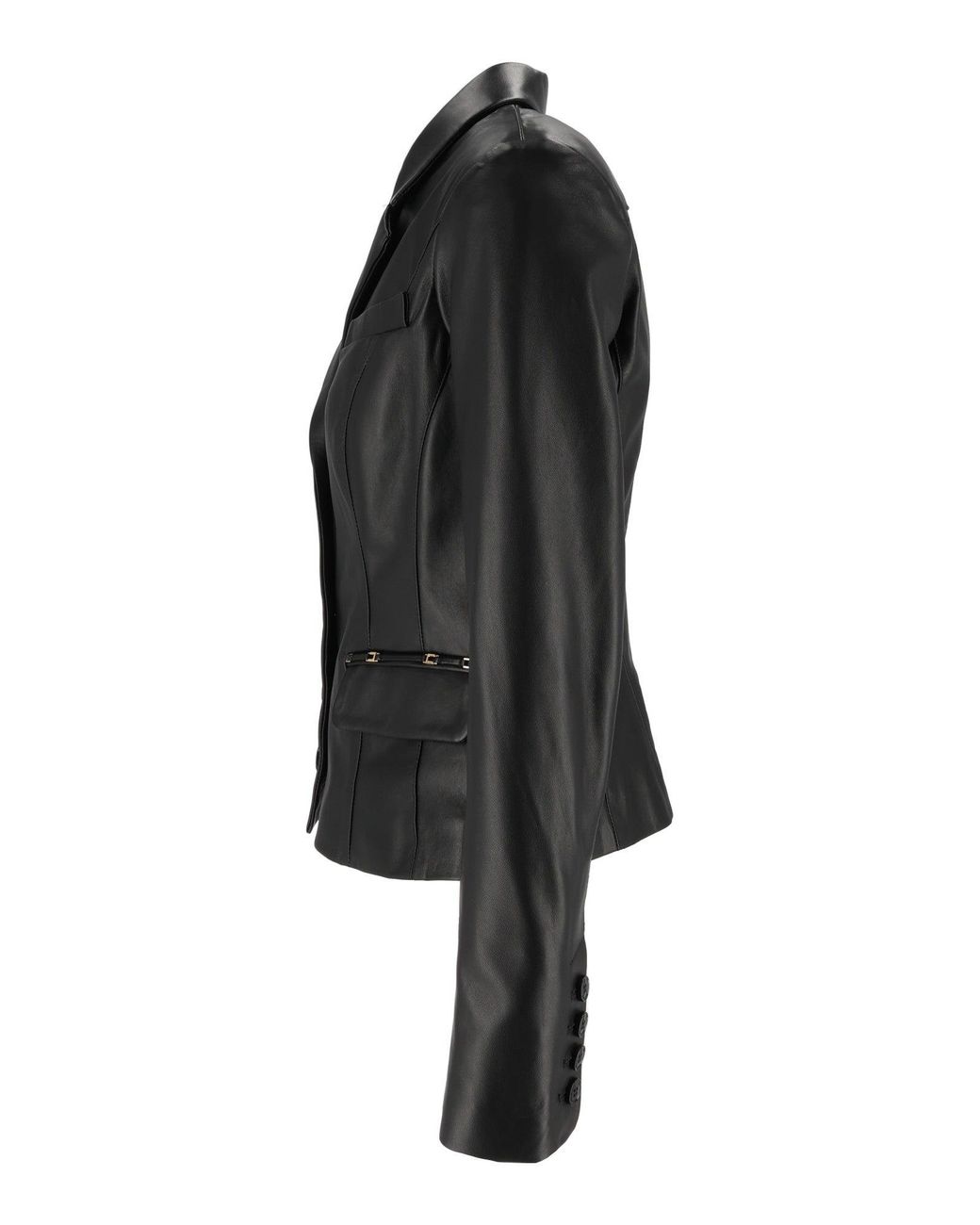 Elisabetta Franchi Black Sheepskin Leather Jacket