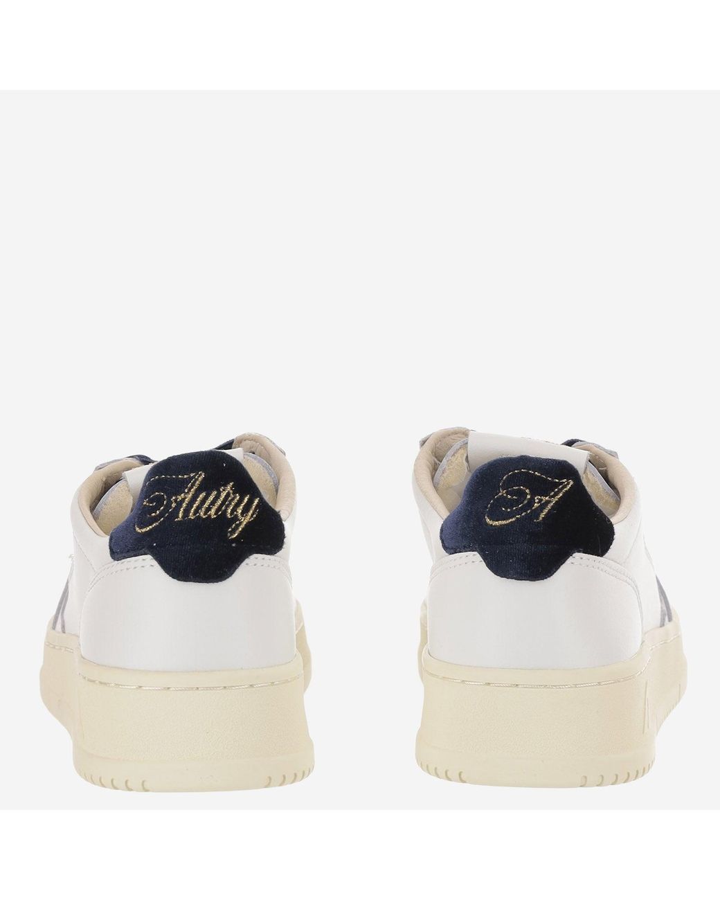 Autry White Medalist Low Leather Sneakers With Velvet Lacing