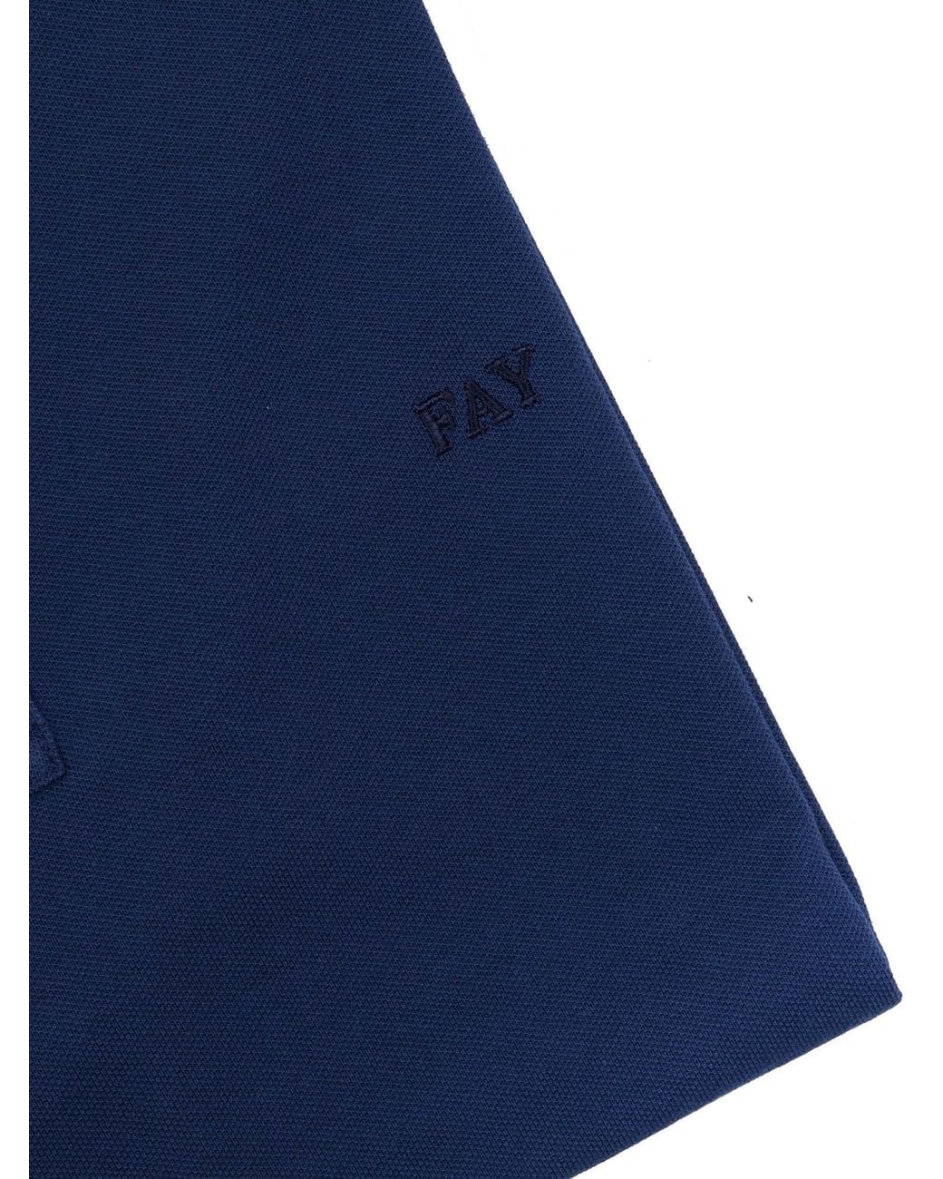 Fay Blue Polo Db Collar Piquet Str. Bicolor