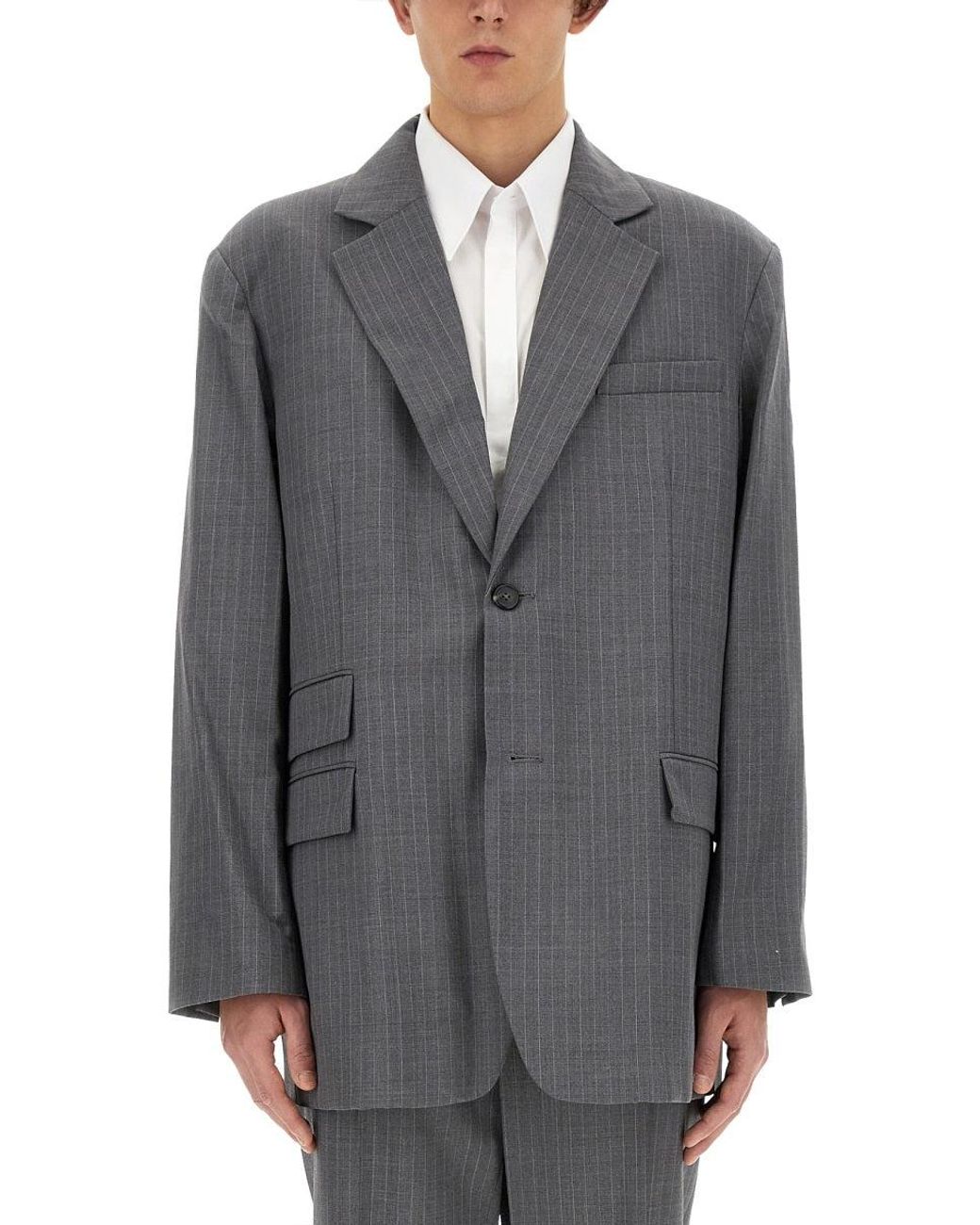 Helmut Lang Gray Virgin Wool Jacket for men