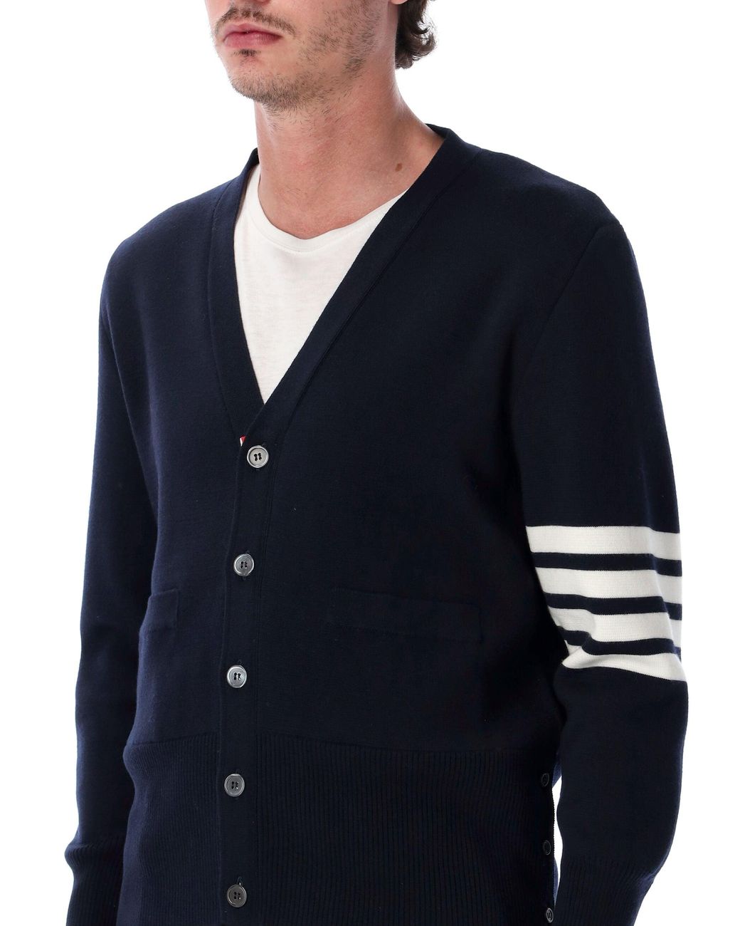 Thom Browne Blue 4-Bar Wool Cardigan for men