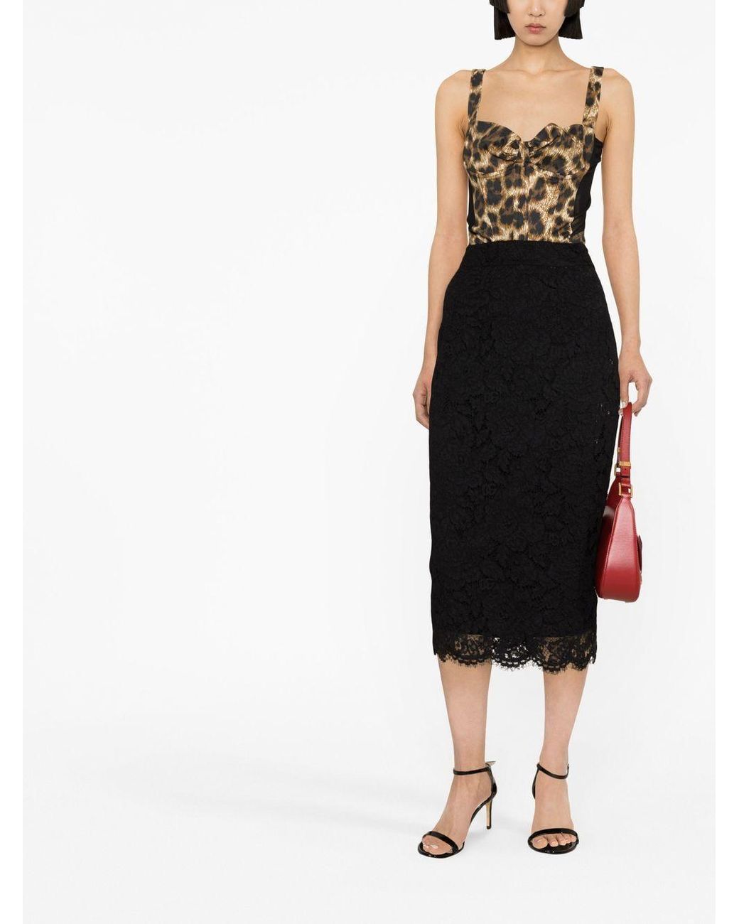 Dolce & Gabbana Black Lace Midi Skirt