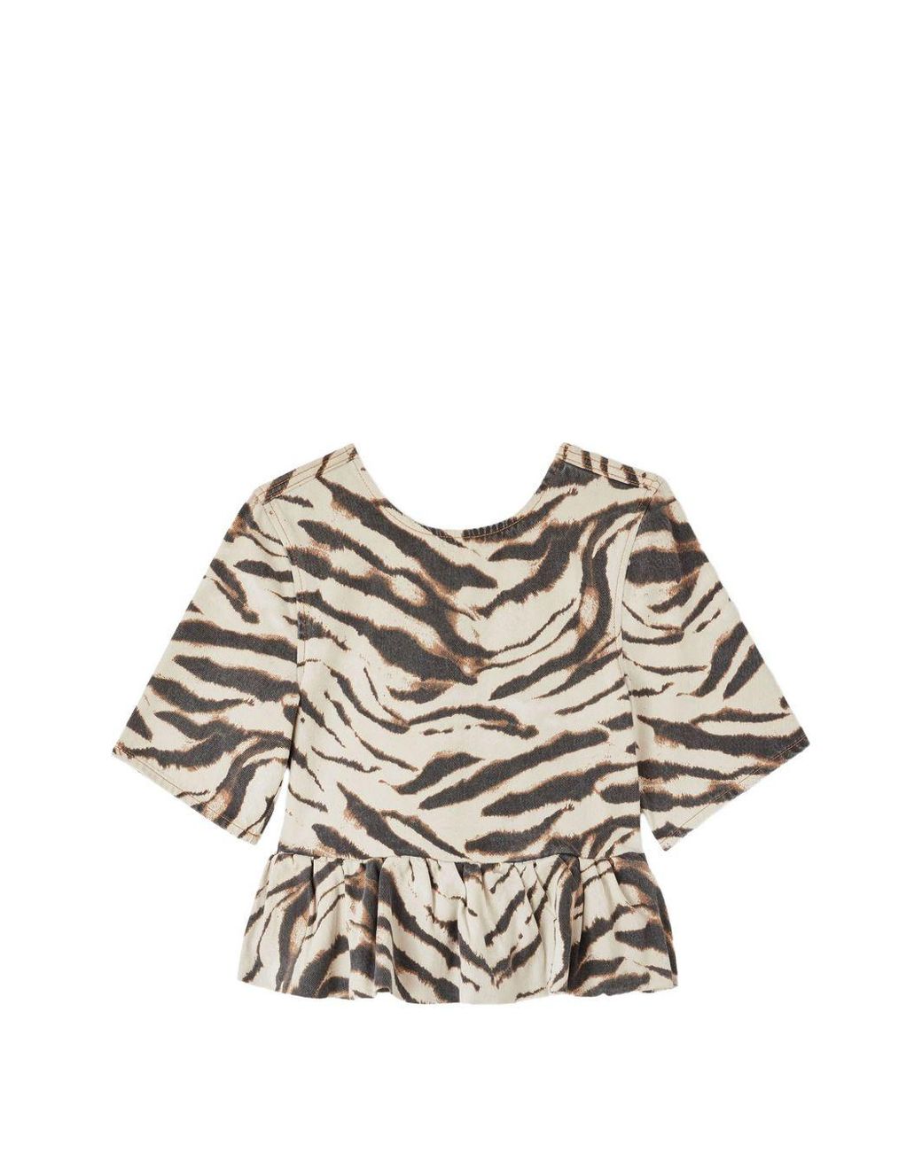 Ganni White Zebra Print Organic Cotton Top