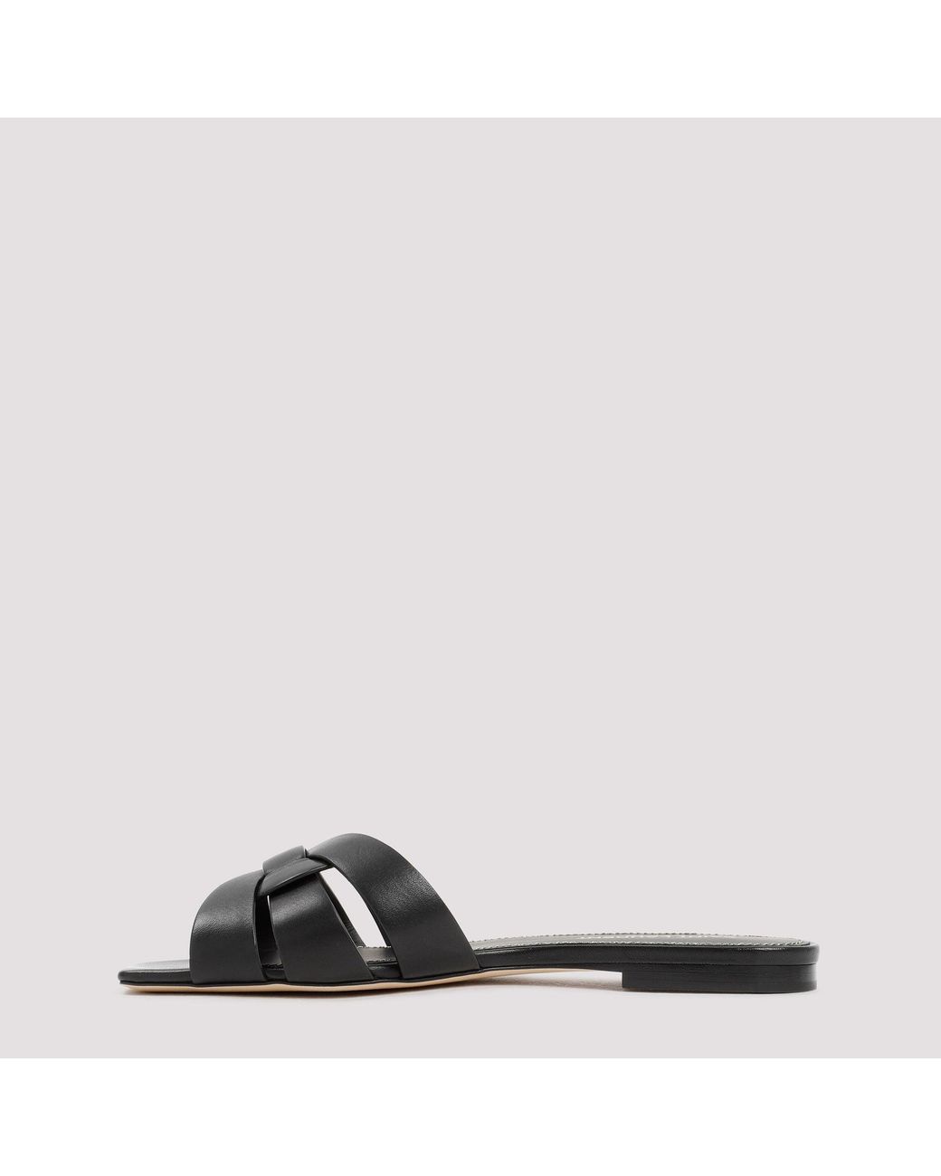 Saint Laurent Black Leather Tribute Flats