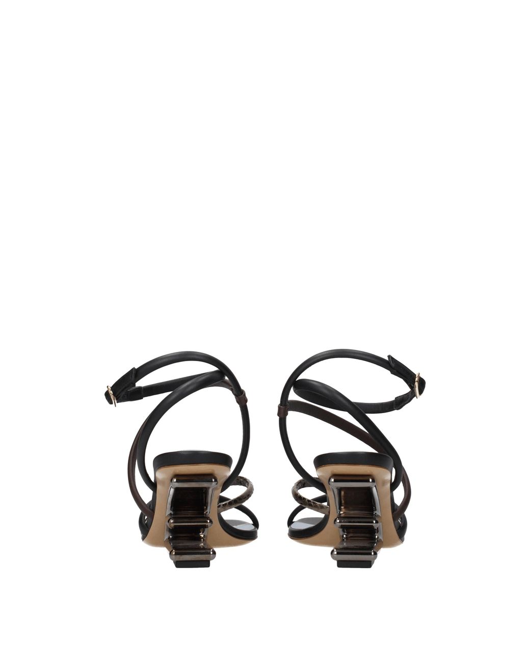 Fendi Black Leather Flat Sandals