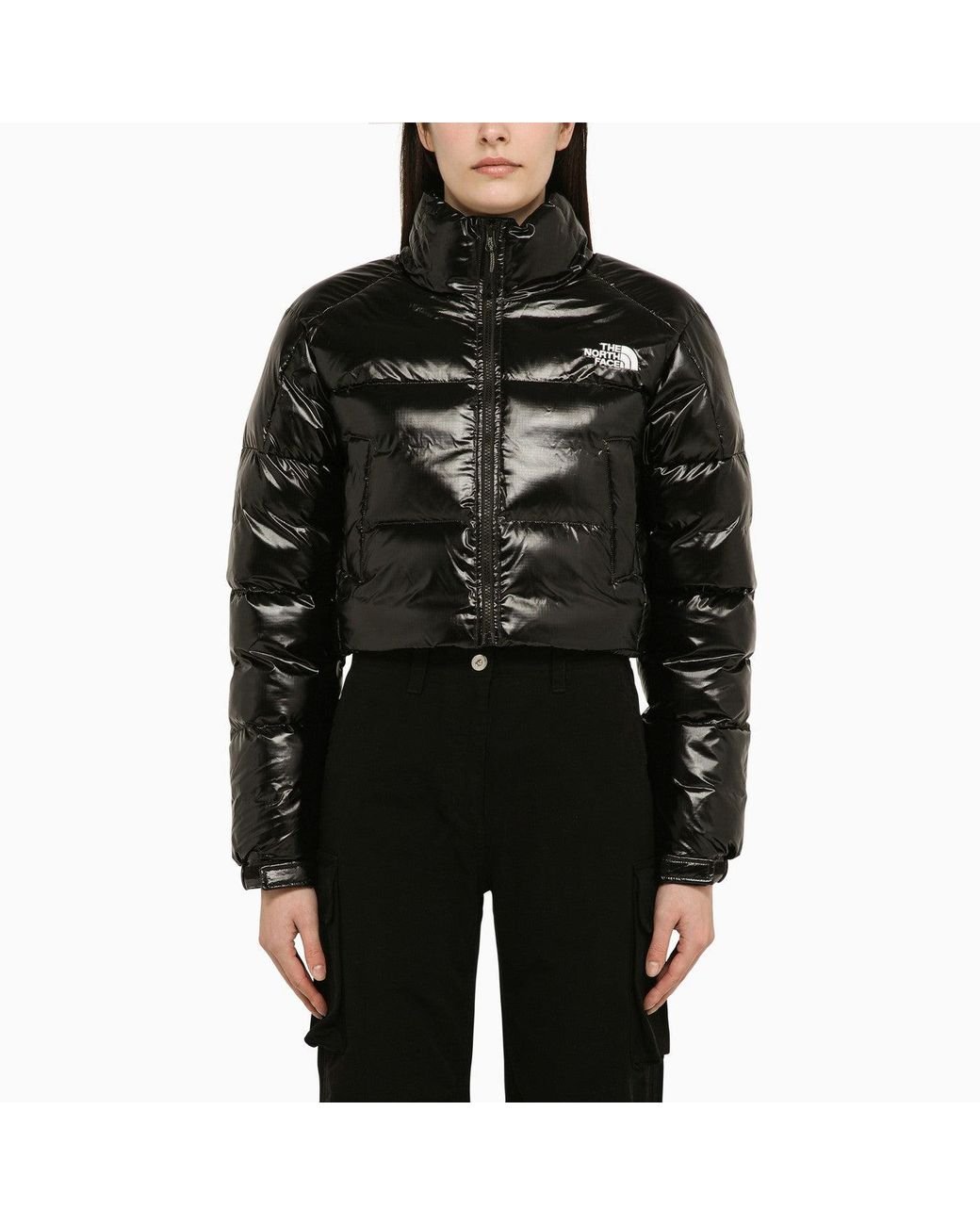 The North Face Glossy Cropped Nylon Down Jacket in Black | Lyst The North Face Glossy Cropped Nylon Down Jacket in Black | Lyst