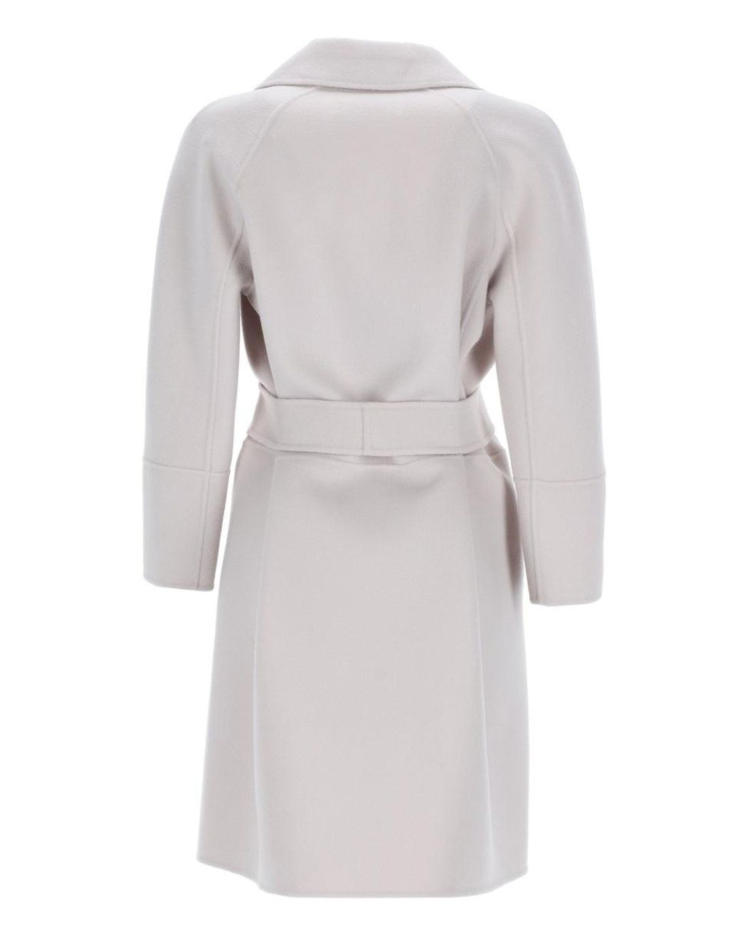 Max Mara White Wool Coat With Belt