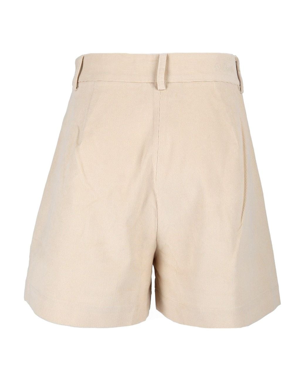 Mc2 Saint Barth Natural Cream Aya Pleated Corduroy Mini Shorts