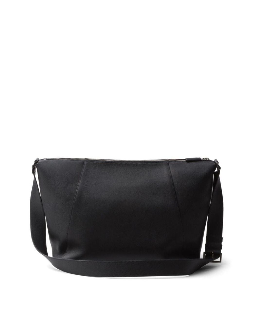 Prada Black Logo Stamp Leather Shoulder Bag