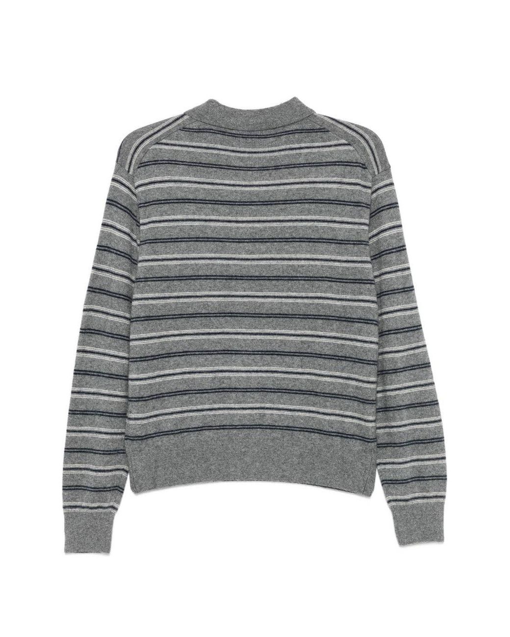 DUNST Gray Wool Blend Striped Polo Shirt