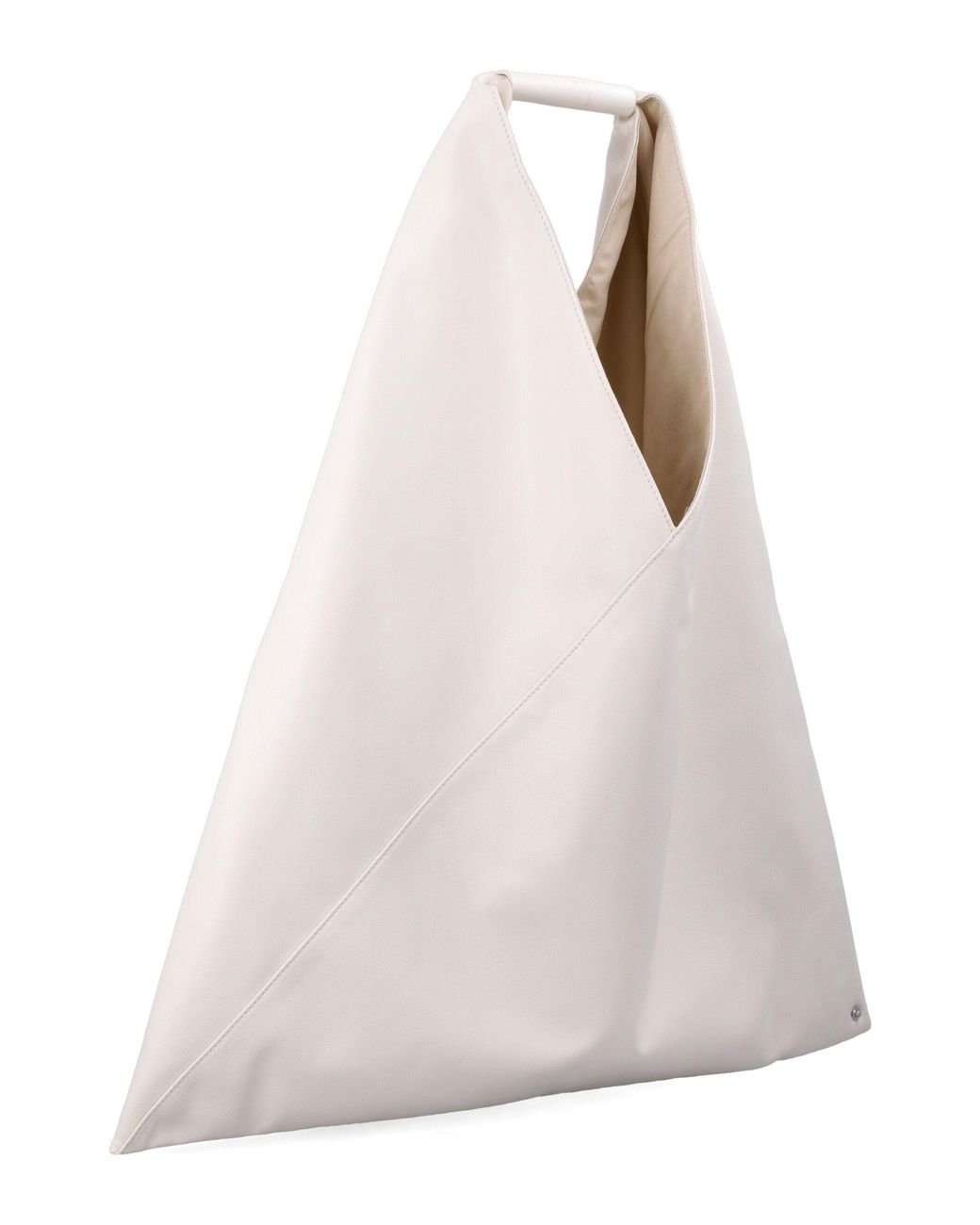 MM6 by Maison Margiela White Mm6 Japanese Origami-Style Triangular Handbag With Debossed Numeric Handle