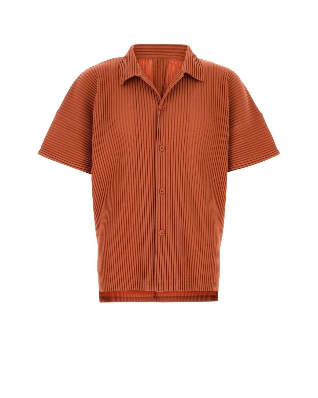 Homme Plissé Issey Miyake Orange Pleated Polyester Shirt for men