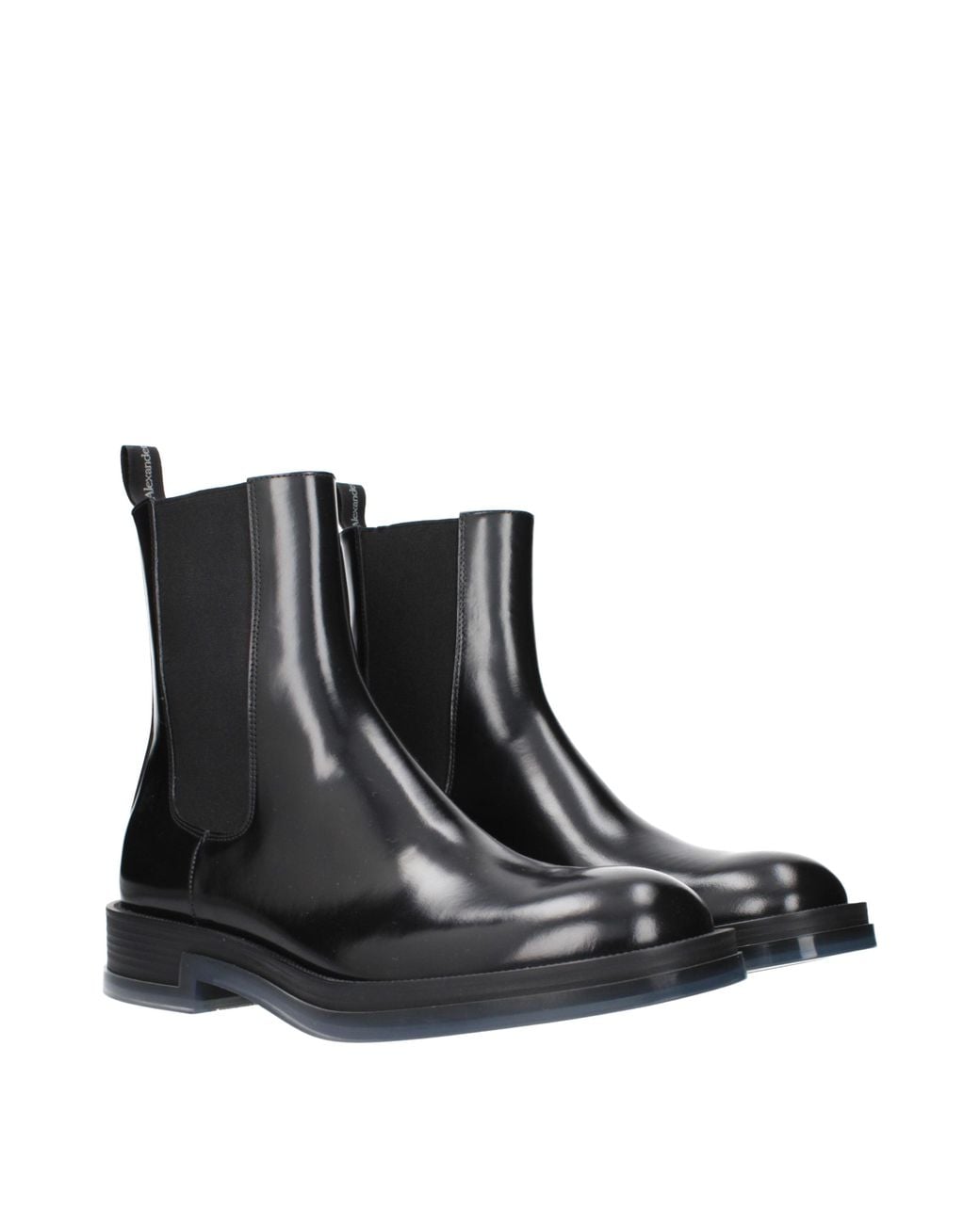 McQueen Black Stivaletti Chelsea Float Uomo Pelle Nero for men