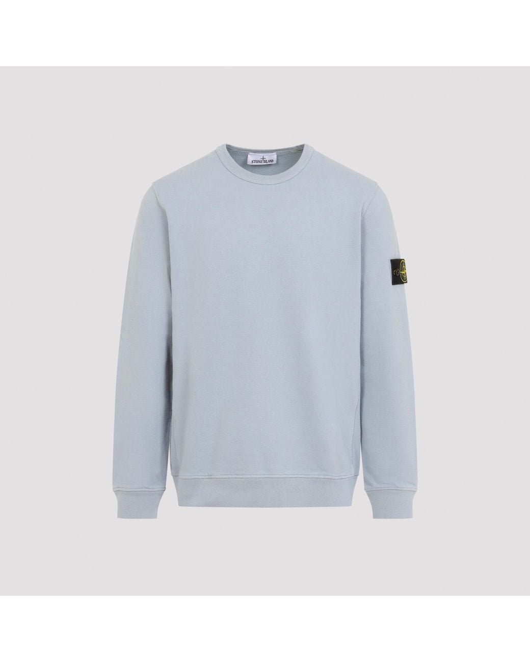 Stone Island Black Cotton Crew Neck Sweatshirt With Compass Badge for men