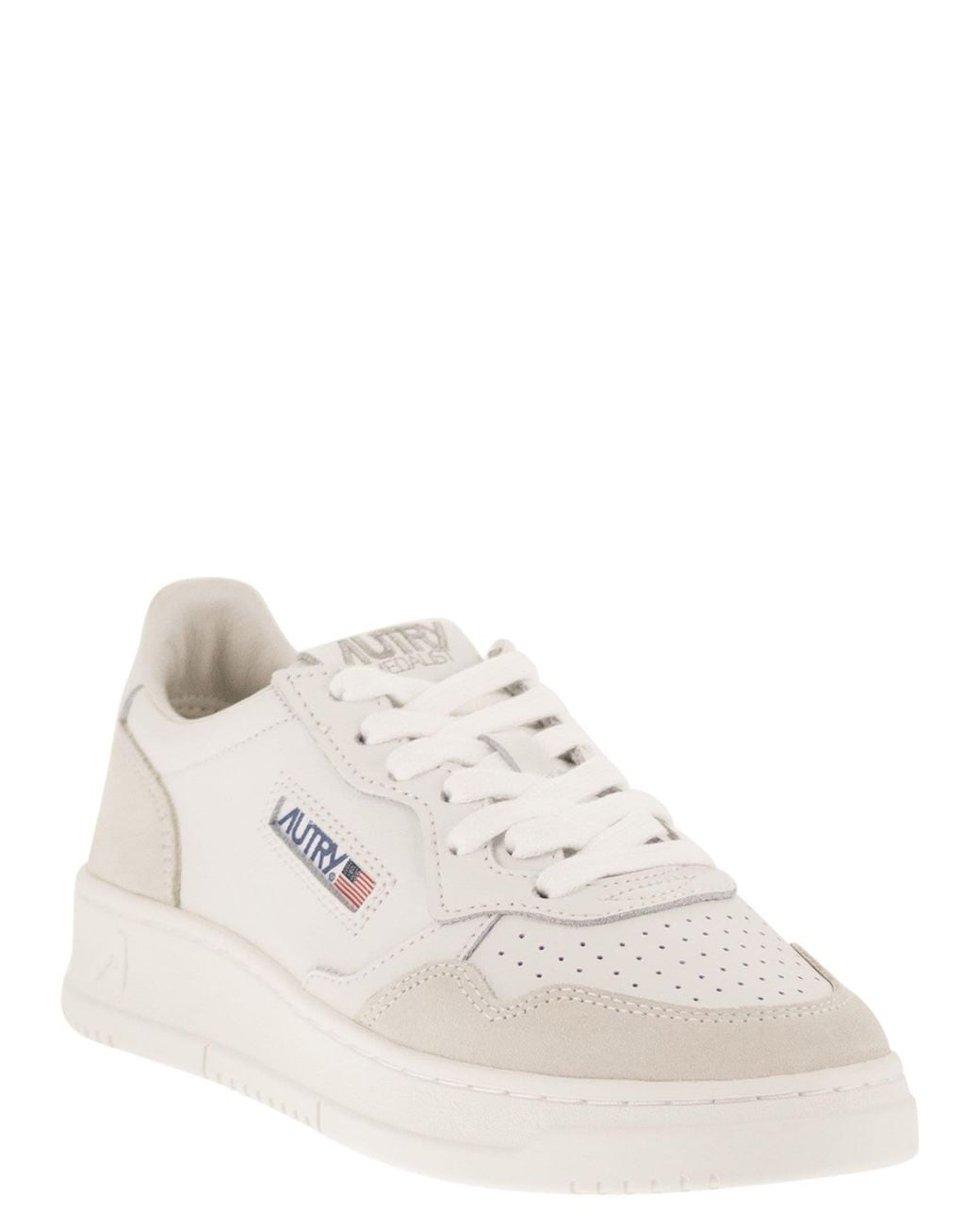 Autry White Medalist Low Leather And Suede Sneakers
