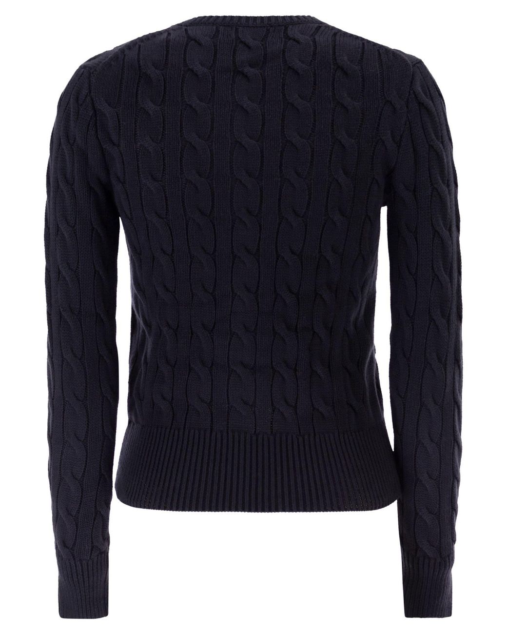 Polo Ralph Lauren Blue Cable Knit Cotton Crew Neck Cardigan