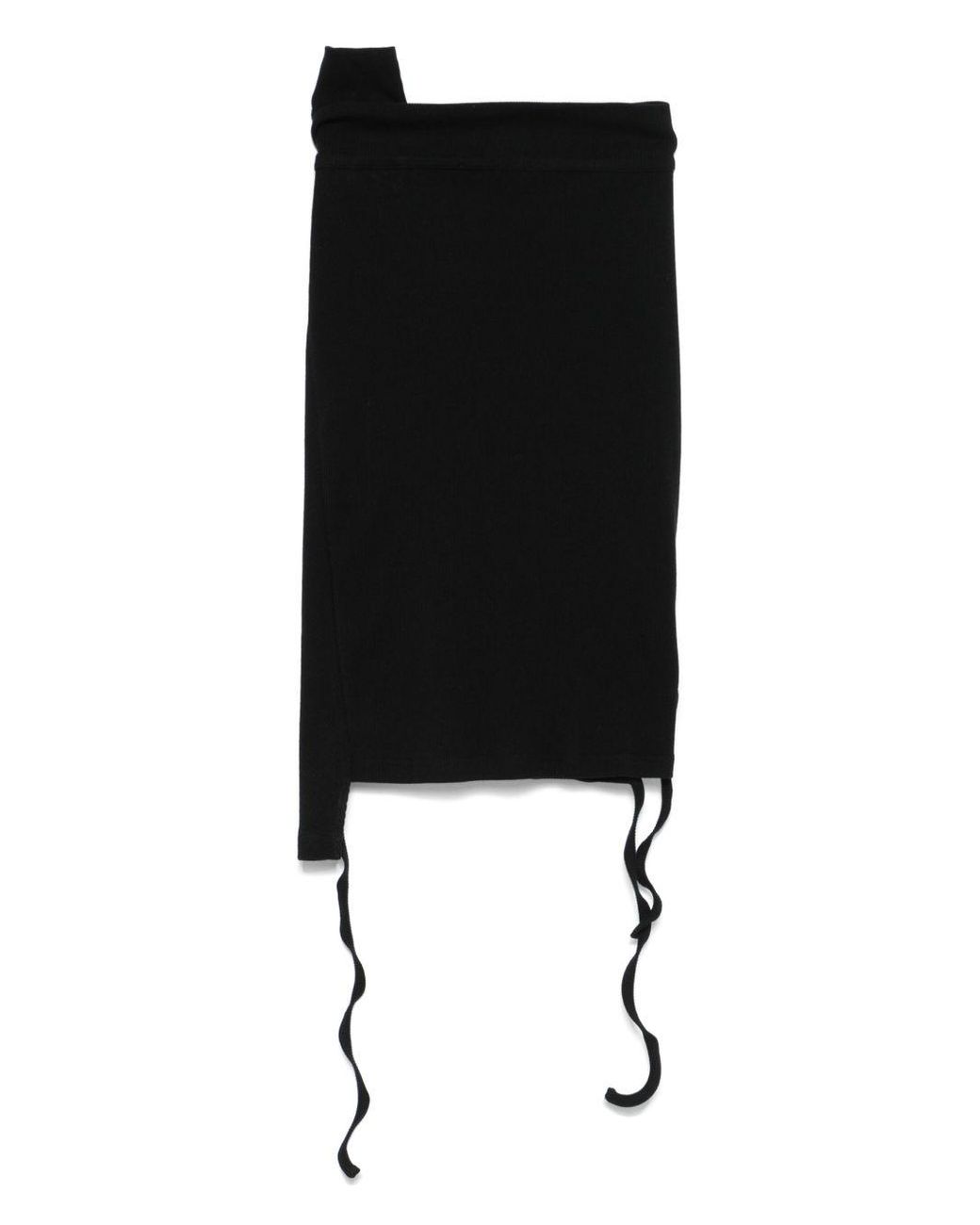 OTTOLINGER Black Ribbed Mini Skirt With Asymmetric Hem And Deconstructed Details