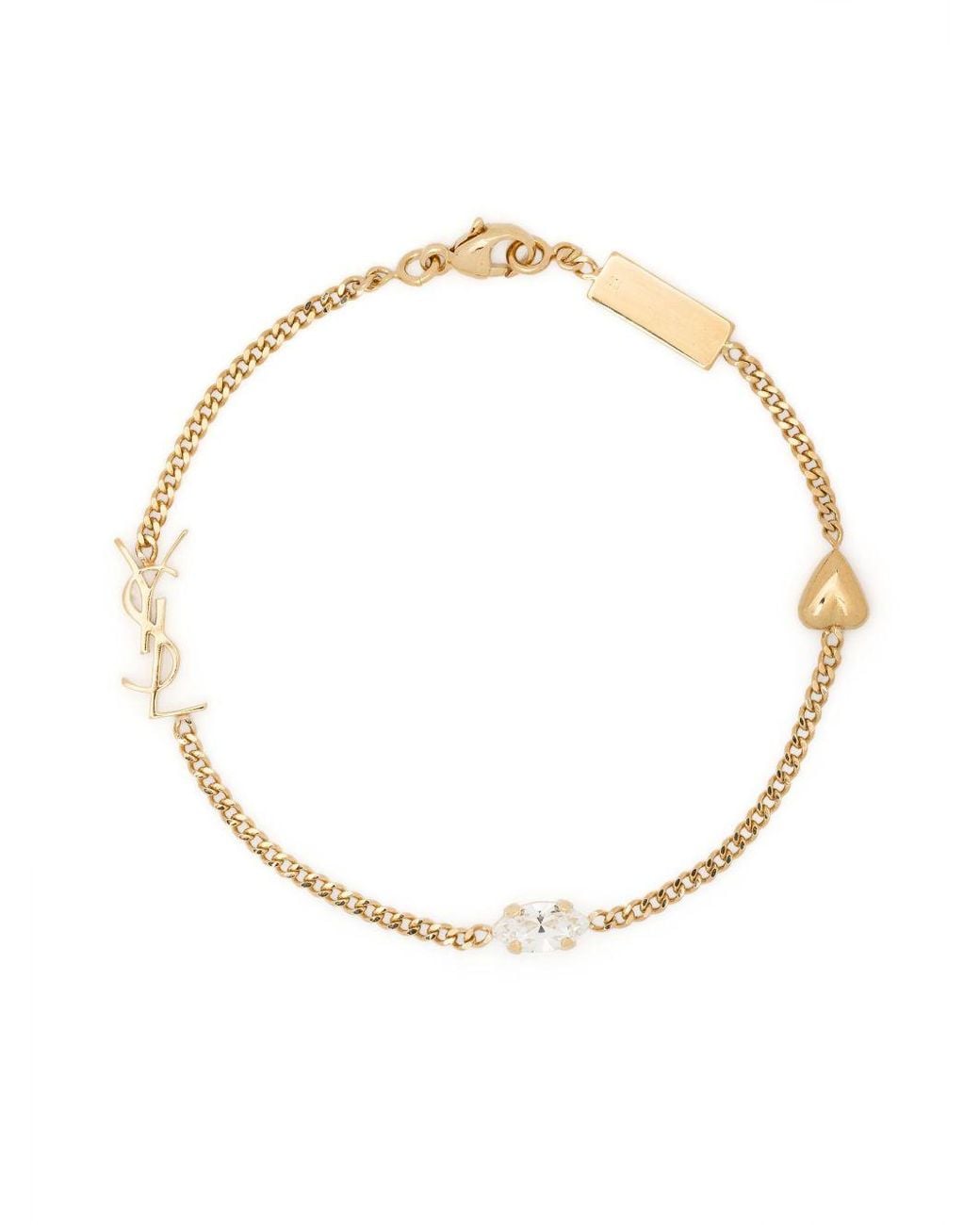 Saint Laurent White Heart Charm Bracelet