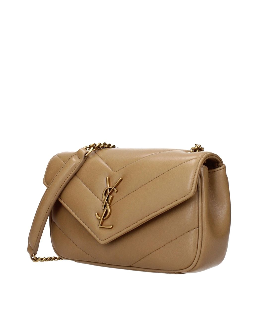 Saint Laurent Natural Bags With Lace Loulou Leather/Tan