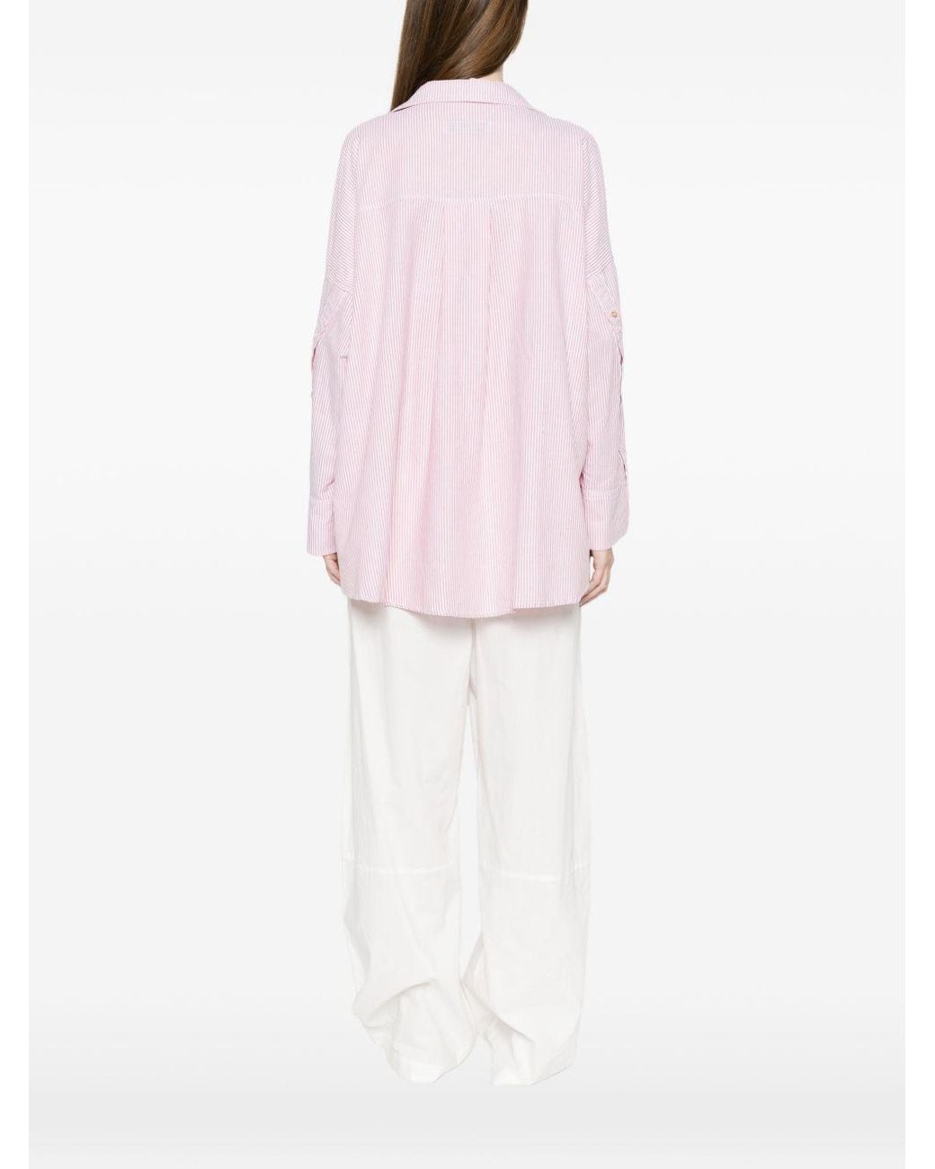 White Sand Pink Striped Cotton Shirt