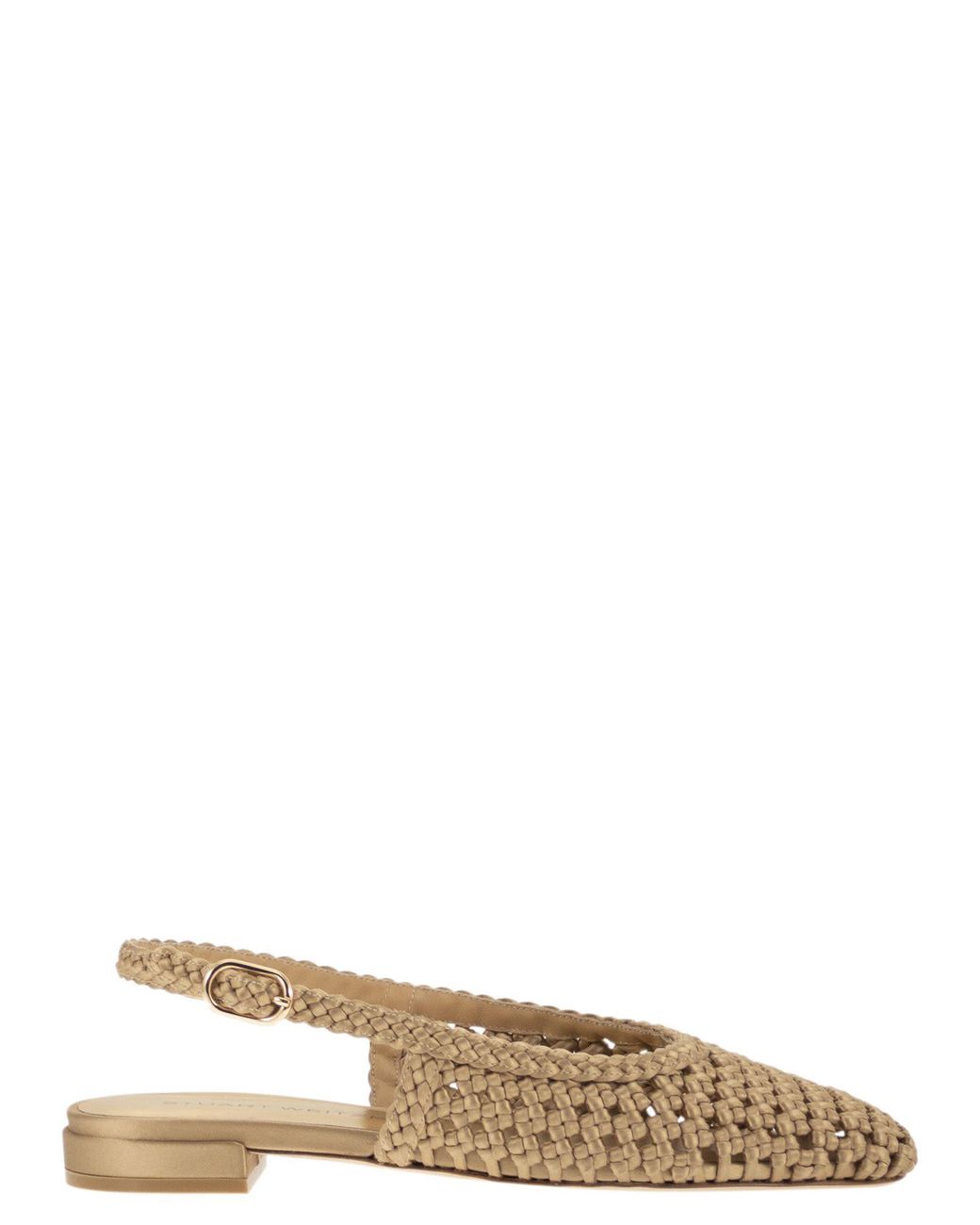Stuart Weitzman Natural Woven Satin Slingback Flats With Pointed Toe
