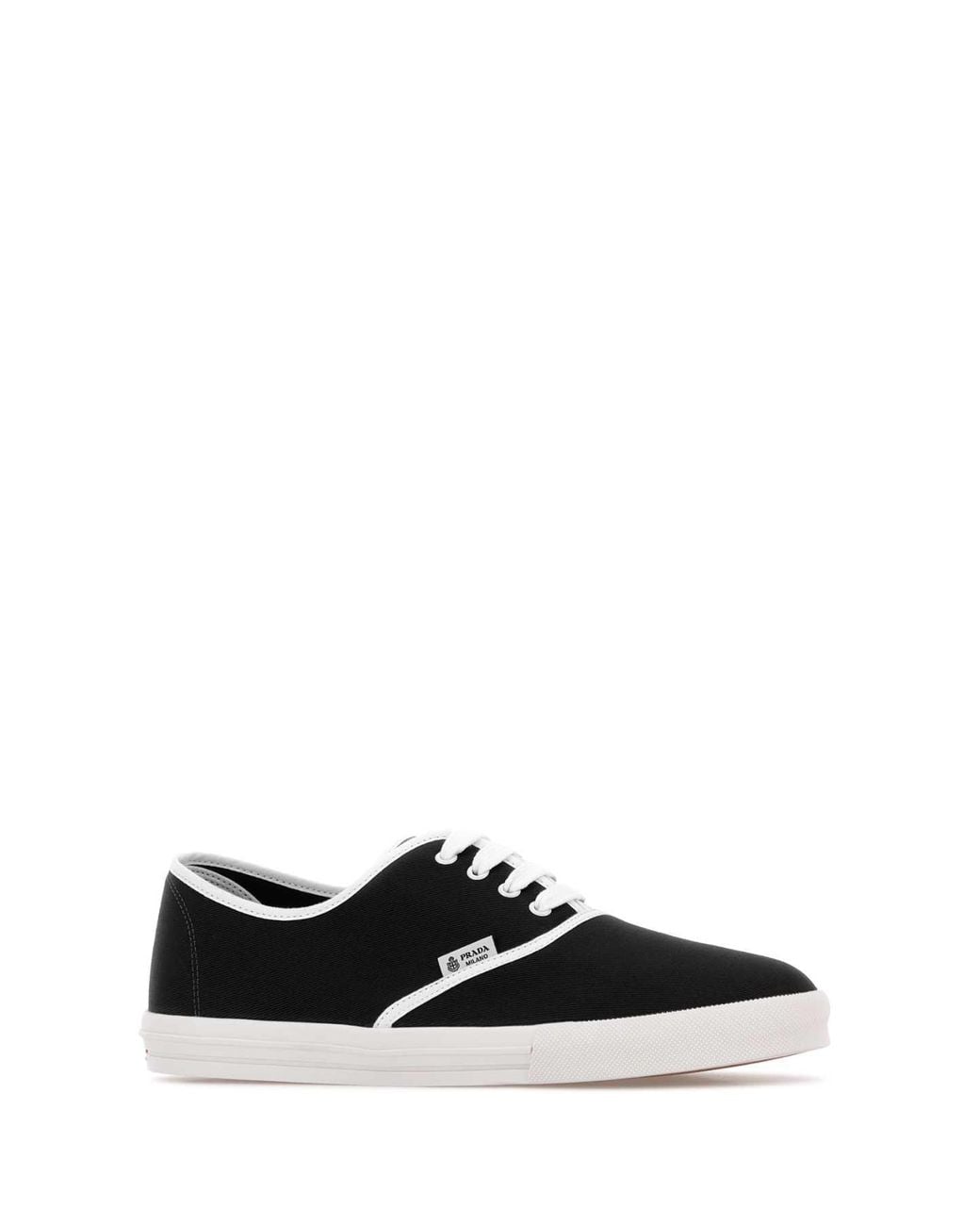 Prada Black Solid Cotton Drill Sneakers for men
