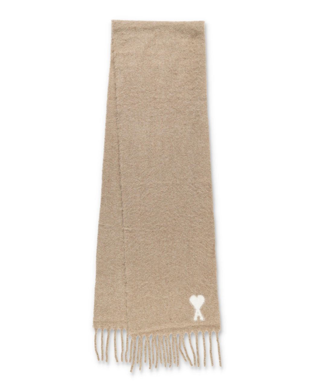 AMI Natural Of Caur Mini Rectangular Scarf With Fringed Edges