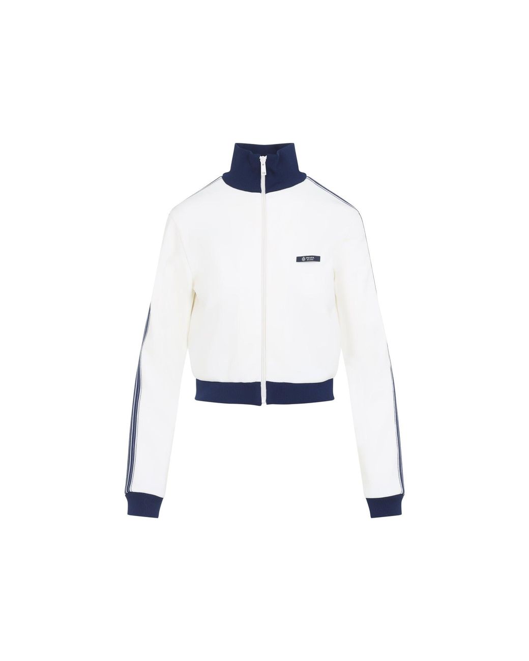 Prada White Zip-Up Logo Jacket