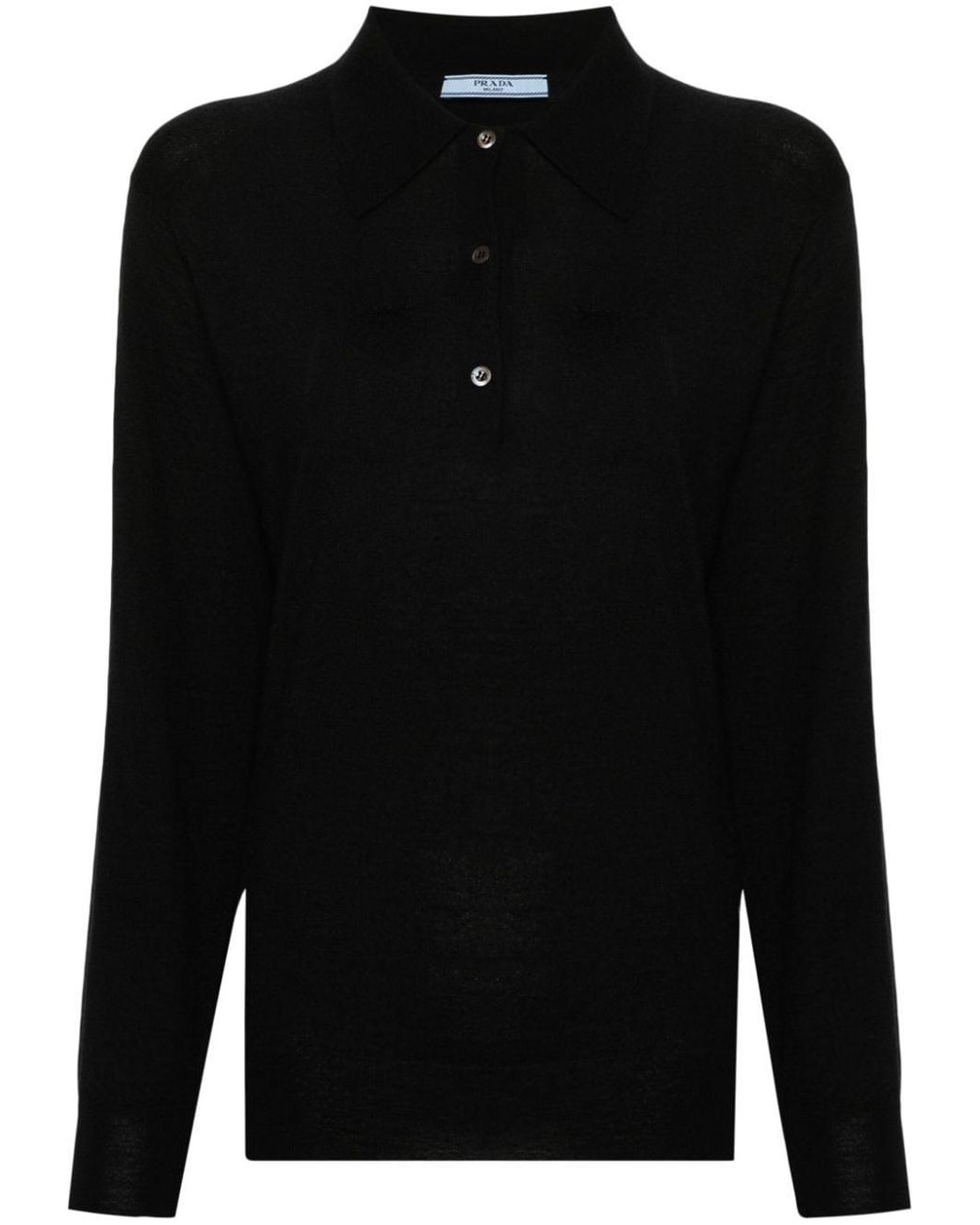Prada Black Maglia Polo Maniche Lunghe