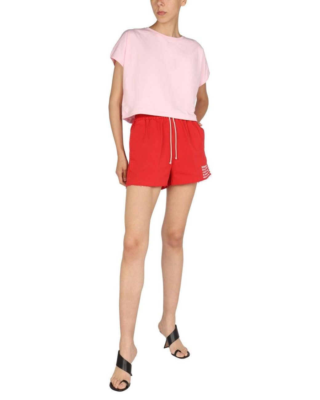 Department 5 Red Logo Print Shorts
