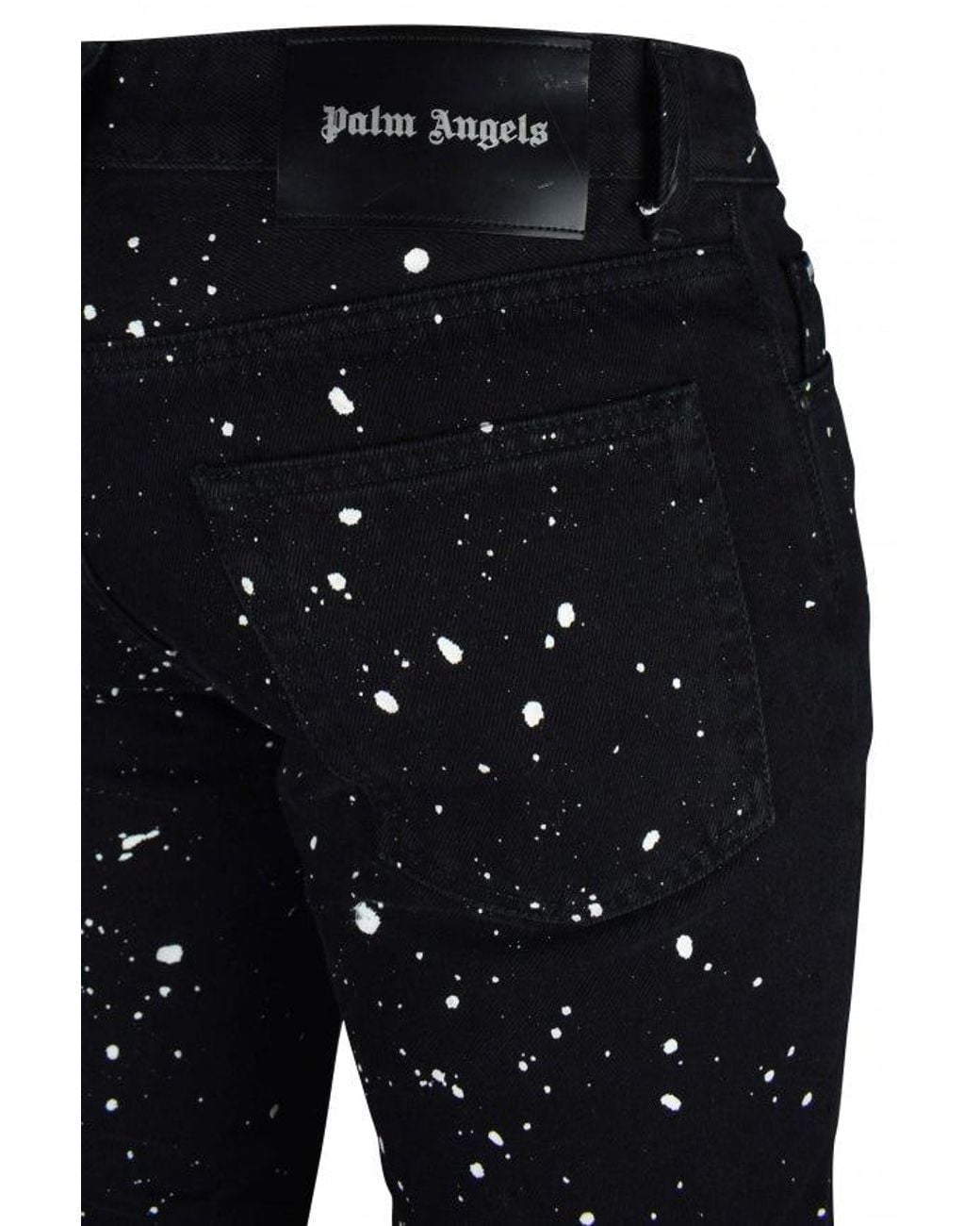 Palm Angels Black Distressed Graphic Print Jeans for men