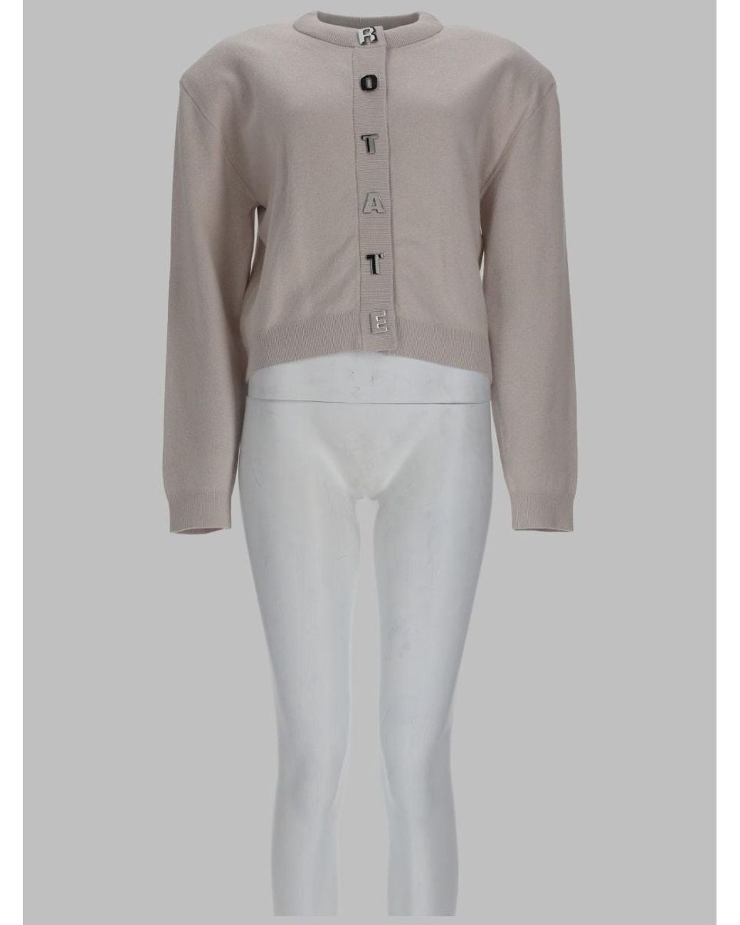 ROTATE BIRGER CHRISTENSEN Gray Rotate Birger Christensen Cotton-Cashmere Logo Cardigan